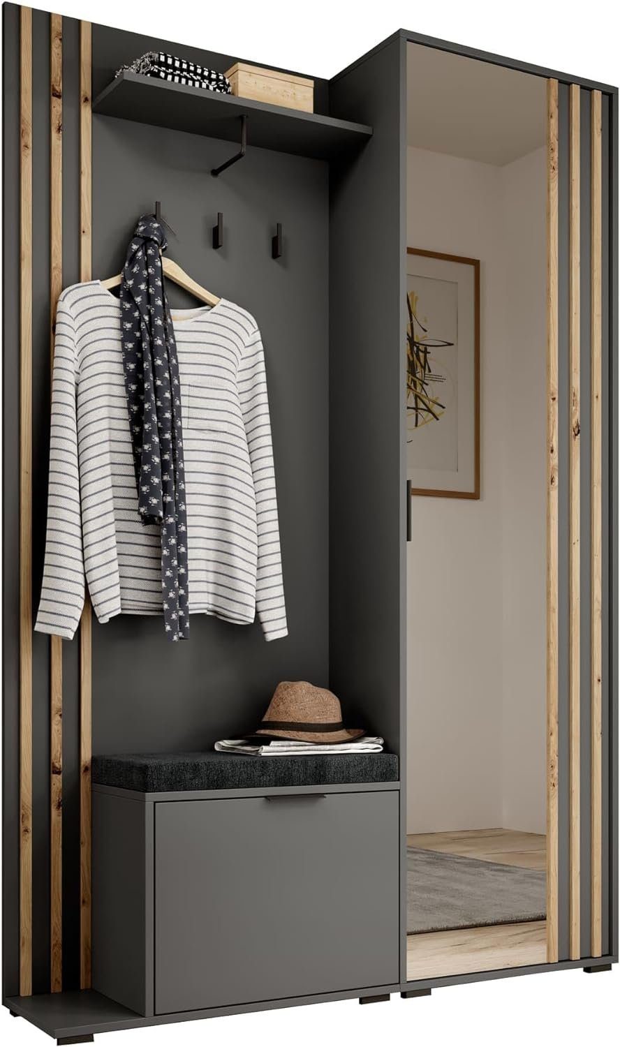 MOEBLO Kompaktgarderobe JOHN (Dielenschrank Wandschrank Regal günstig online kaufen