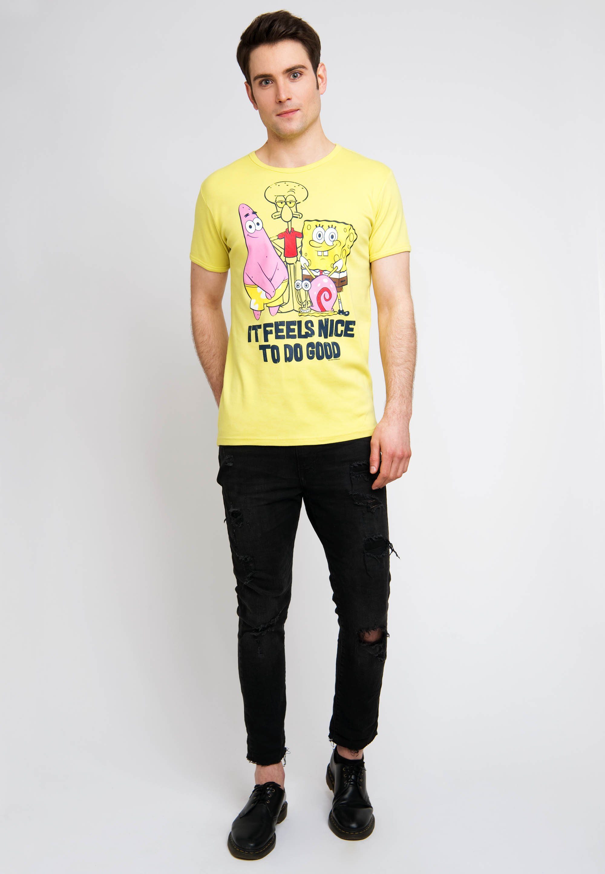 LOGOSHIRT T-Shirt Spongebob Statement-Print mit witzigem
