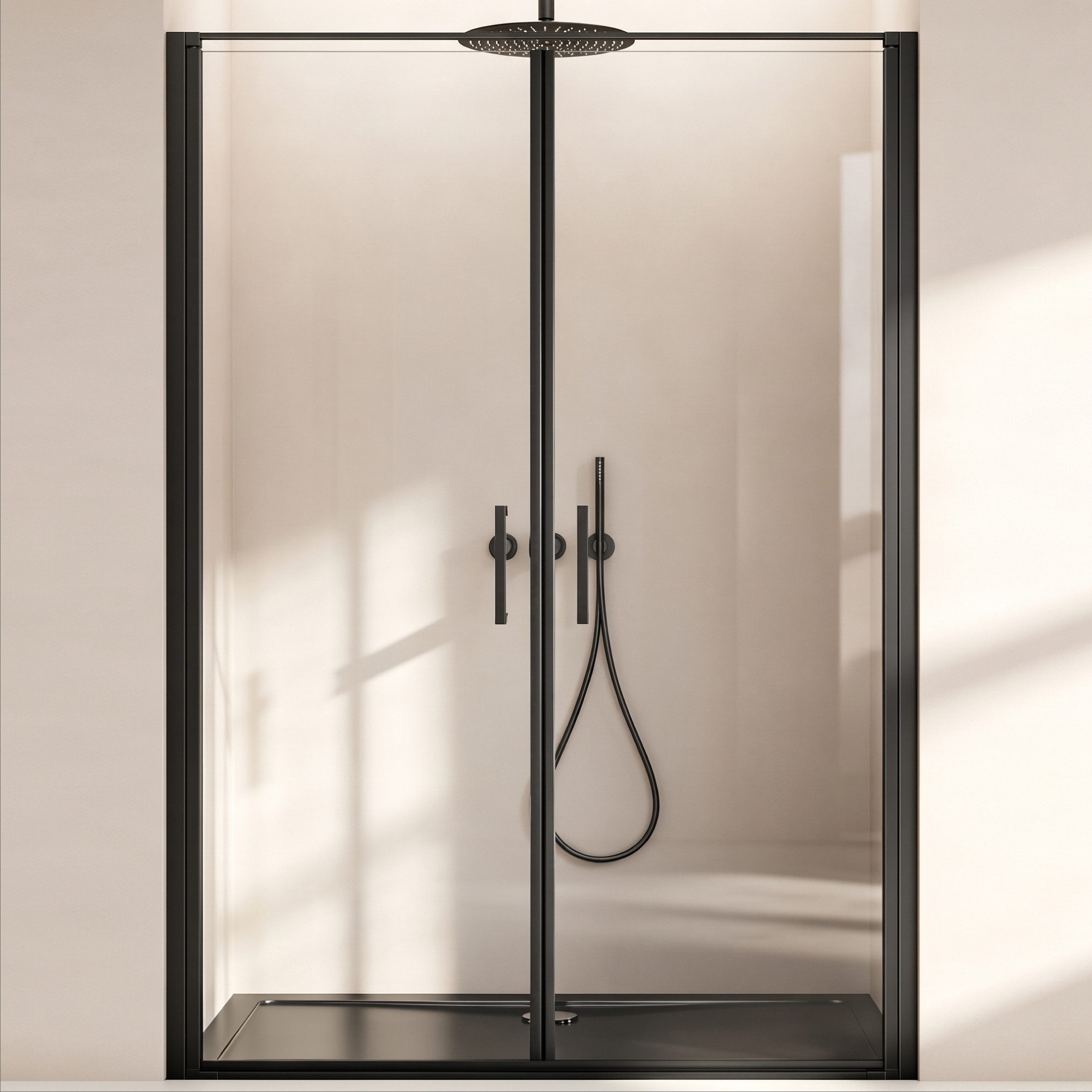 doporro Dusch-Drehtür Duschtür Nischentür dusche 8mm ESG mit Nano 195cm Teramo66, 90x195 cm, Einscheibensicherheitsglas, 15mm Verstellbereich, Hebe-/Senkmechanismus