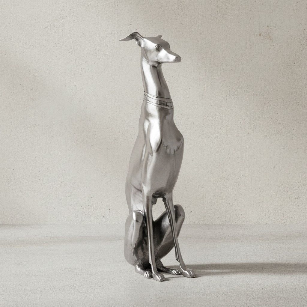KADIMA DESIGN Dekofigur Aluminium Skulptur, Realistischer Windhund für Dekoration, Aluminium