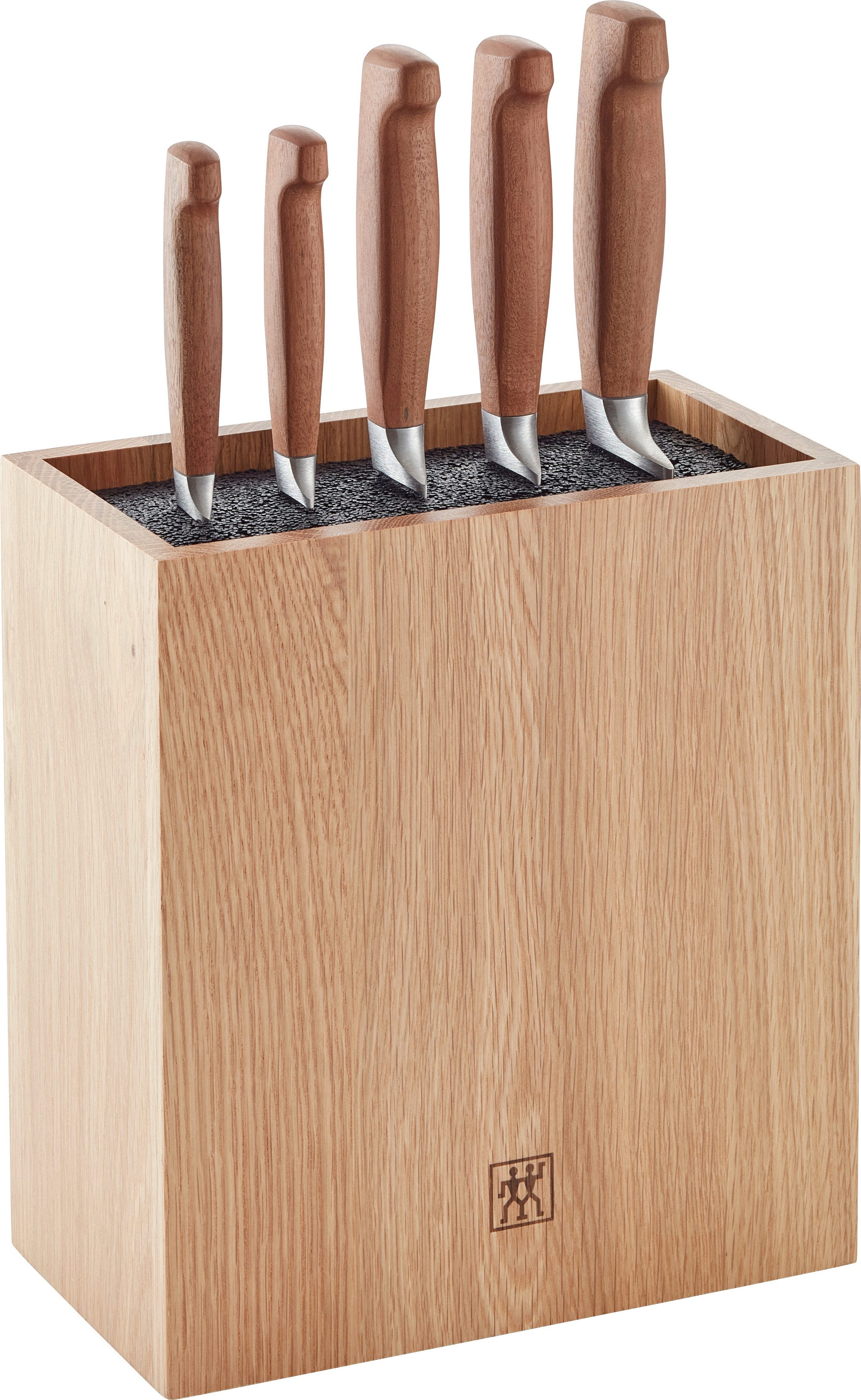 Zwilling Messerblock **** VIER STERNE Wood (6tlg), Messer mit Kotibé-Holzgriffe, Messerblock aus Eiche