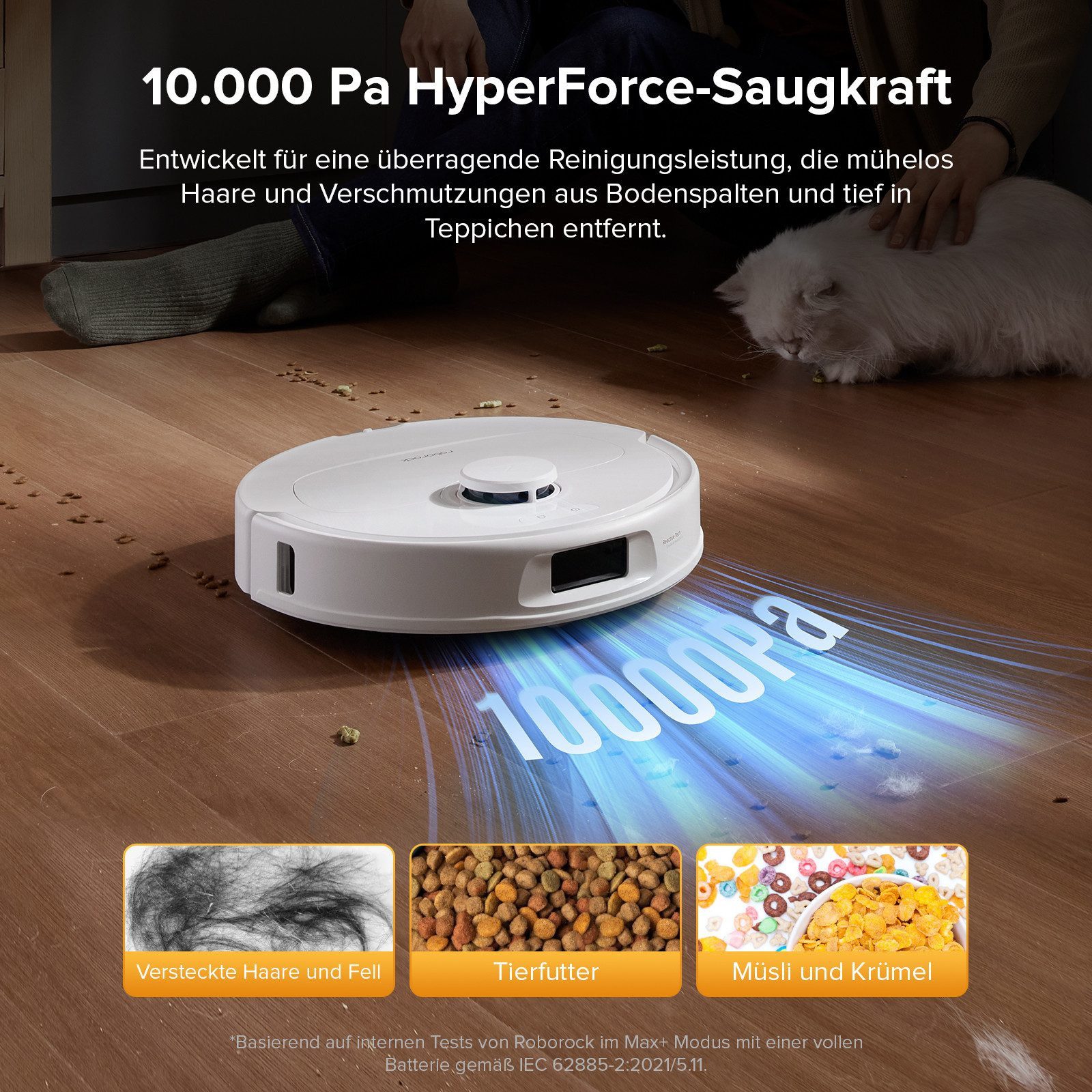 Roborock Saugroboter QV 35S (Upgrade von Qrevo Plus)Saugkraft Saugroboter mit Wischfunktion, Anti-Tangle-Bürsten, Anhebbare Schleudermopps, Intelligente Hindernisvermeidung, 10.000 Pa HyperForce Saugkraft,Multifunktions-Dockingstation