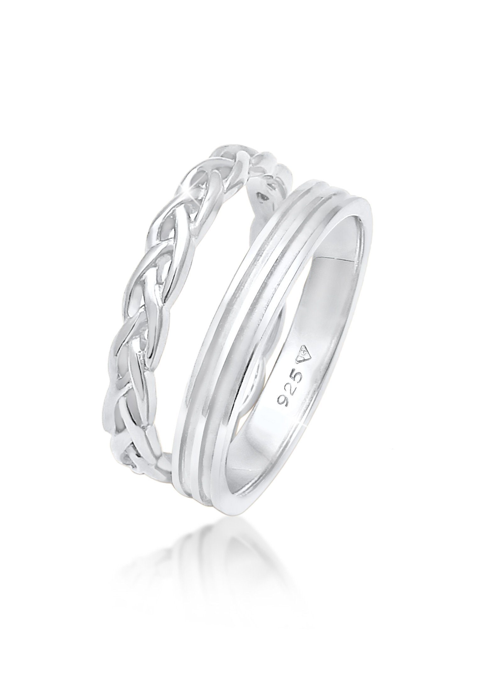 Ring-Set Bandring Basic Zopf Knoten (2 tlg) 925 Silber