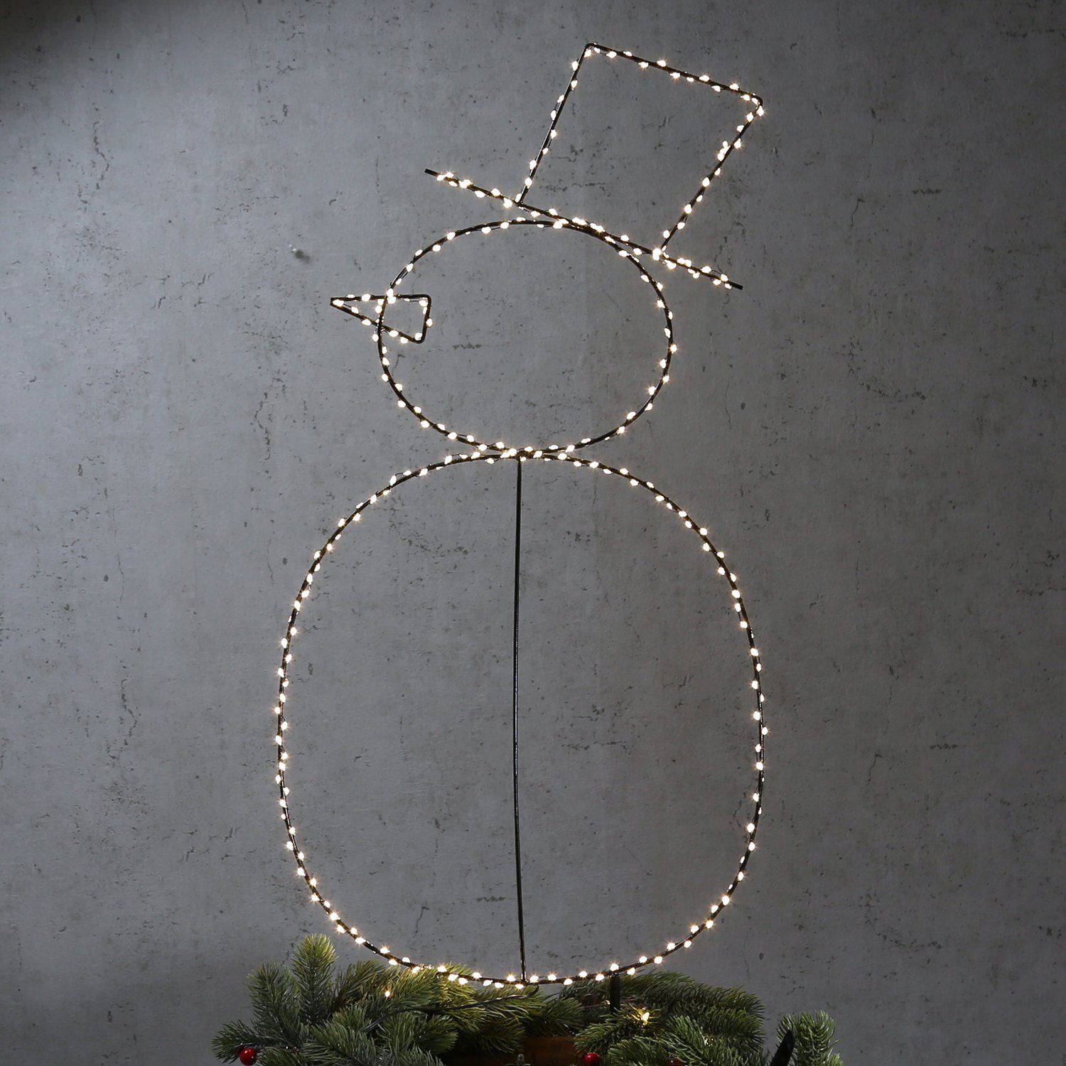 MARELIDA Schneemann LED Gartenstecker Silhouette 250LED H: 77cm Weihnachtsdeko Gartendeko (1 St)