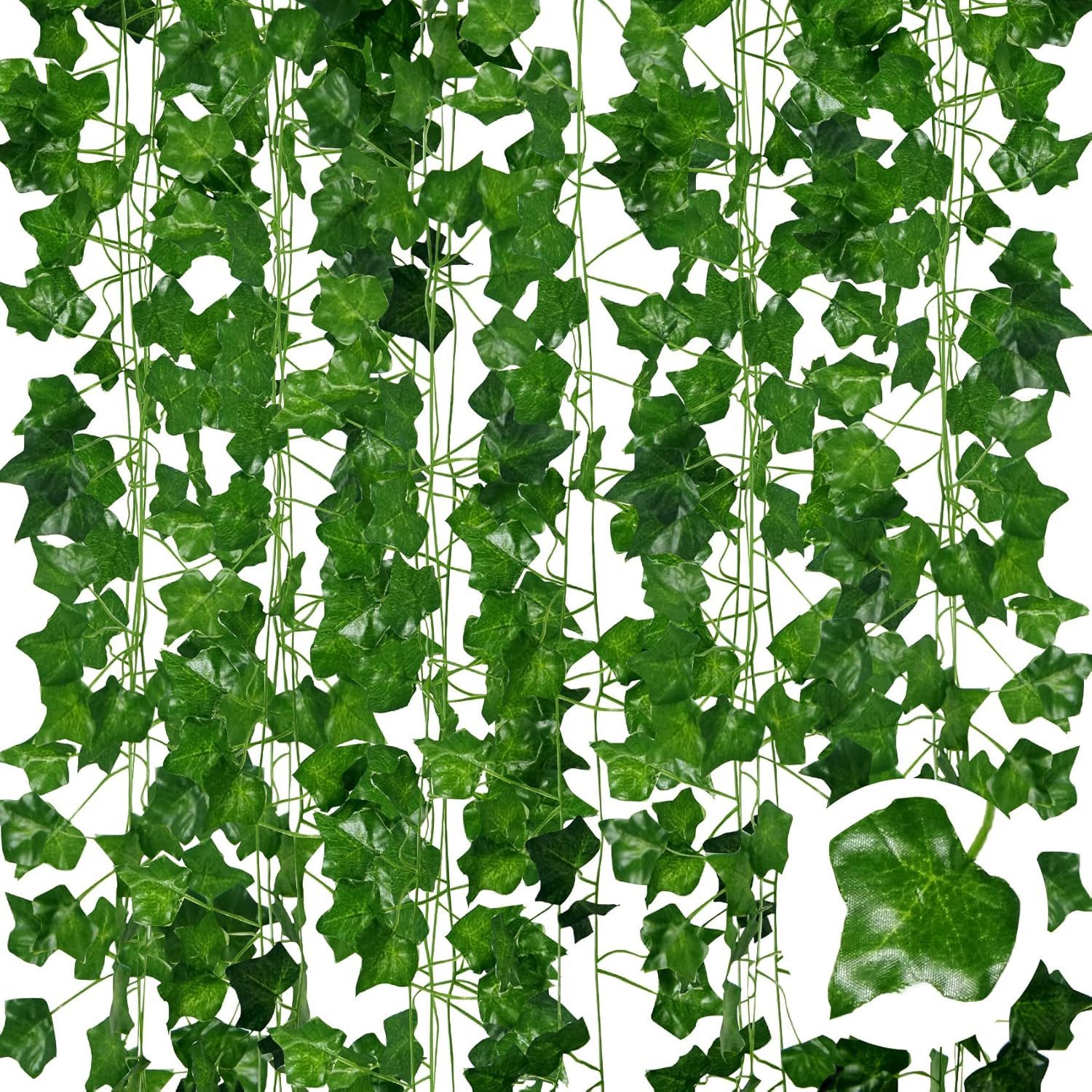 Kunstranke Efeu Künstlich, Efeu Girlande Hängend Ivy Leaves 220 cm, Minicloss, für Garten Hochzeit Weihnachts Neujahrs Party Wanddekoration