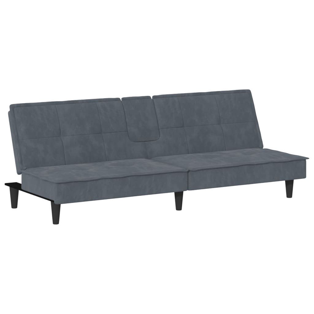 vidaXL Samt Schlafsofa Dunkelgrau Getränkehaltern Sofa mit