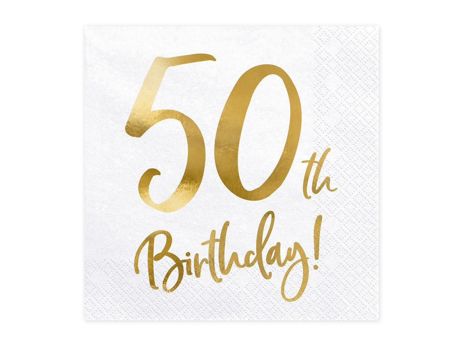 partydeco Papierserviette, Servietten 50. Geburtstag 33x33cm 20 Stück, weiß / gold