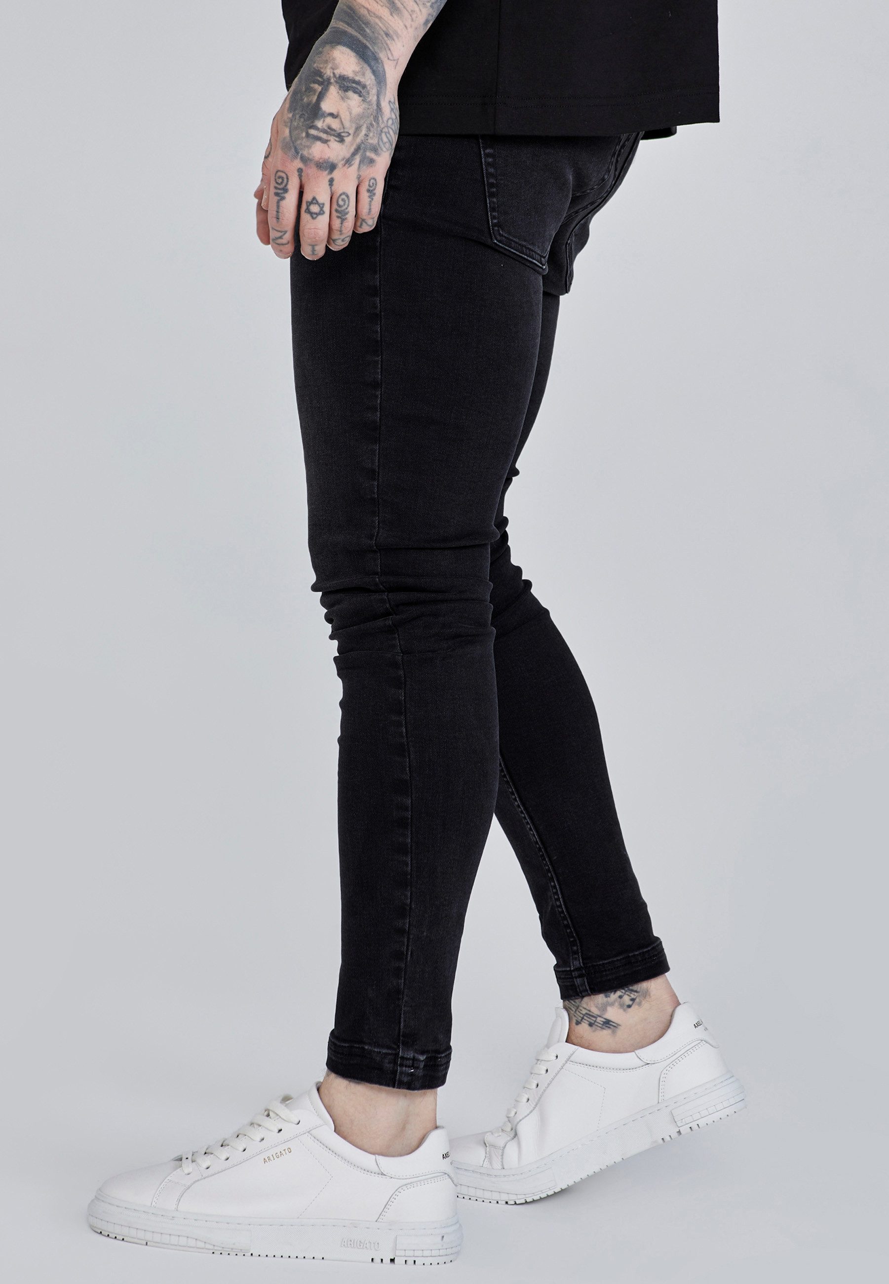 Siksilk Skinny-fit-Jeans SikSilk Herren Schwarze Distressed Skinny Jeans
