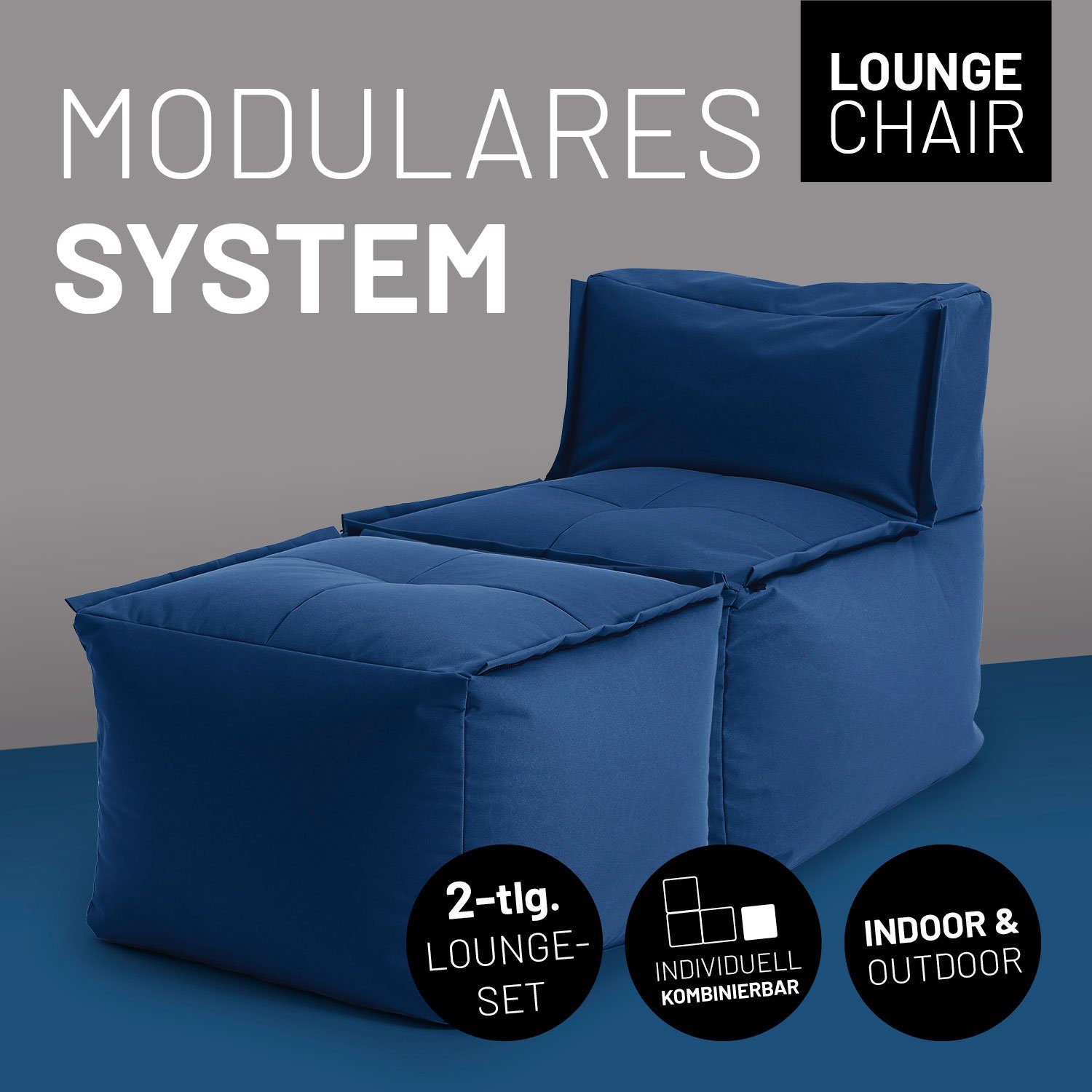 Lumaland Loungeset outdoor, In- abnehmbarer erweiterbar wasserfest waschbar Modulares System (2-tlg), kombinierbar Bezug & individuell Lounge