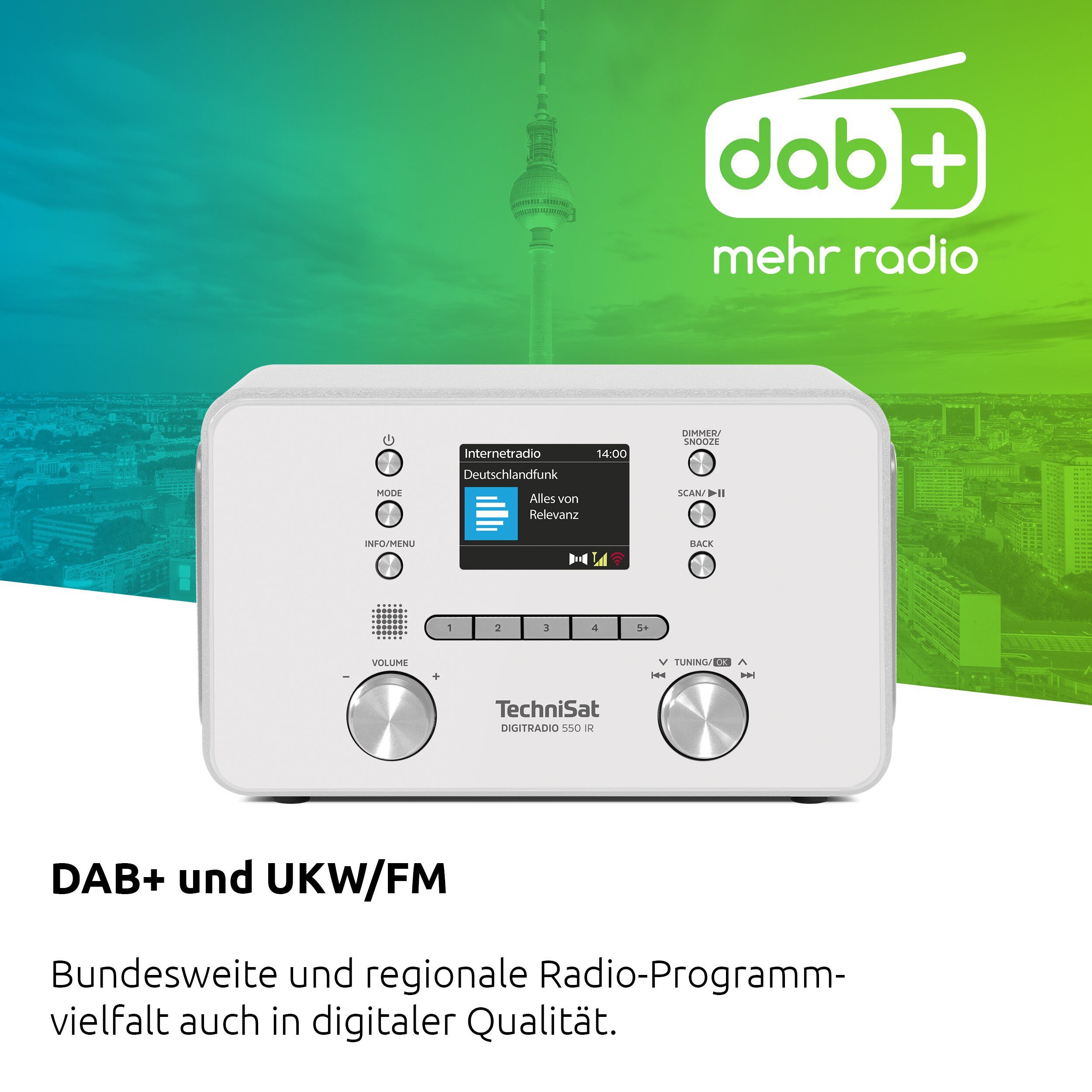 TechniSat DIGITRADIO 550 IR Internet-Radio (Digitalradio (DAB), FM-Tuner mit RDS, Internetradio, 10 W, DAB+ Digitalradio, UKW-Radio mit RDS und PLL, Bluetooth, WLAN, USB)