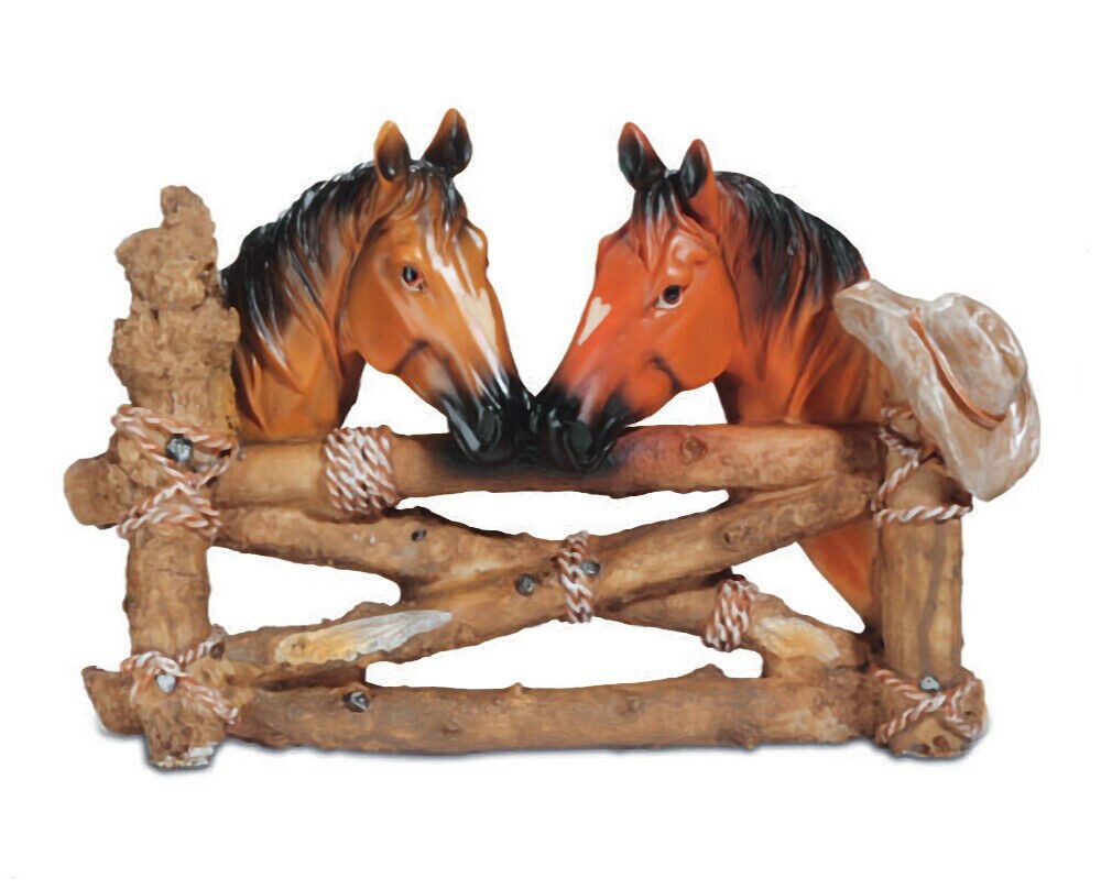 Westernlifestyle Wandbild Wanddekoration Zwei Pferde am Zaun