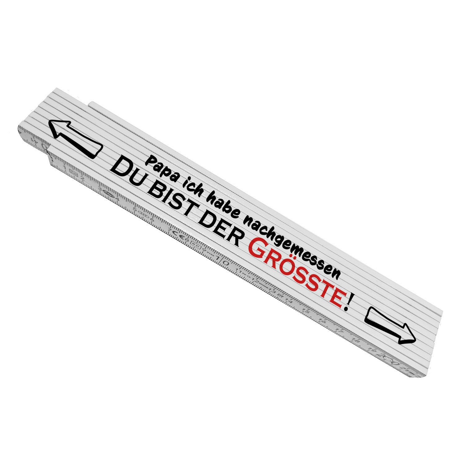 speecheese Zollstock Meterstab aus Holz mit Spruch Papa ich habe nachgemessen du bist der