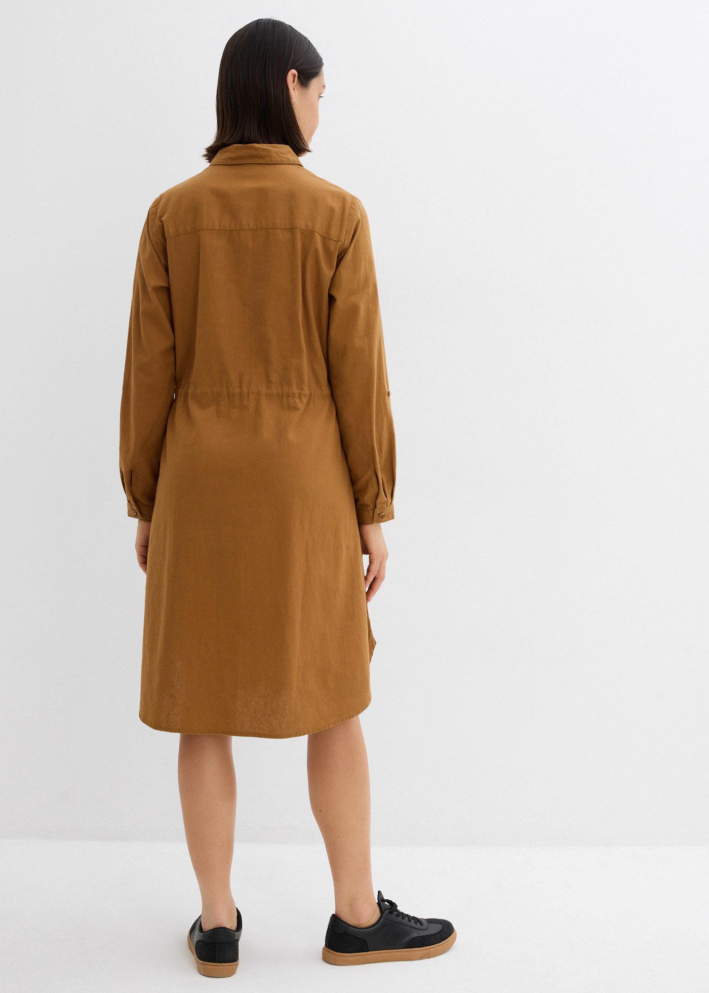 bonprix Midikleid (1-tlg) für lässigen Look, aus Leinen-Baumwoll-Mix, in A-Linie, mit Taschen