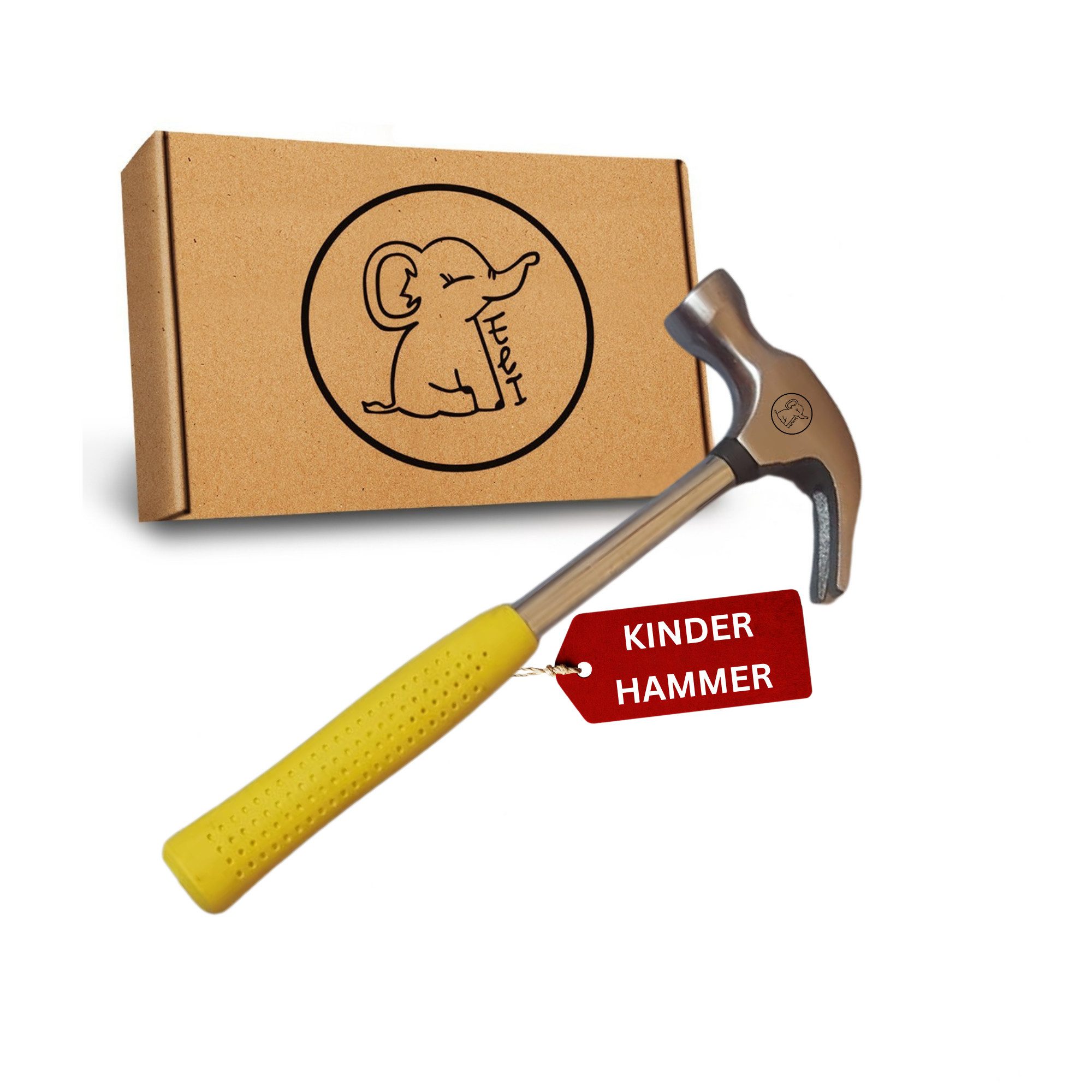 Eli Kinder-Hammer Echtes Werkzeug für Kinder mit ergonomisch rutschhemmenden Griff, (Metallhammer zum Heimwerken & Lernen, DIY Hammer für Jungen & Mädchen ab 4 Jahren), beidhändig - rutschfest