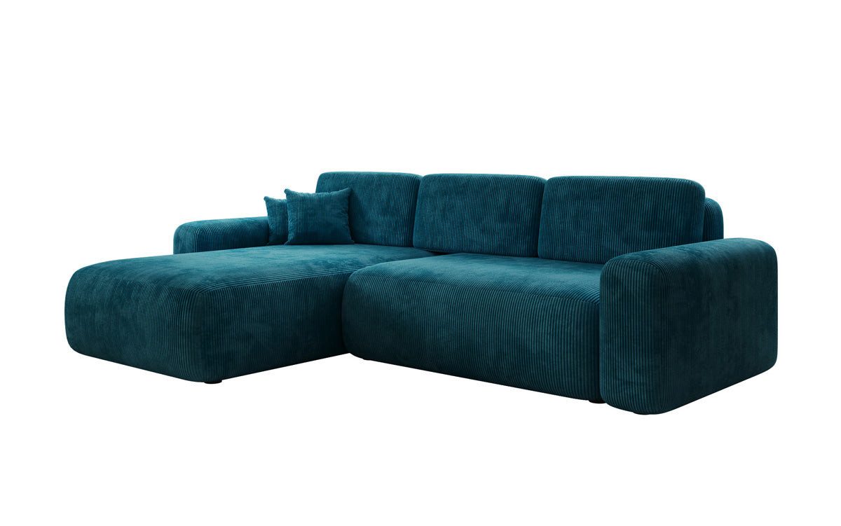 Luxusbetten24 Schlafsofa Designer Ecksofa Lola in Cord, mit Stauraum und Schlaffunktion