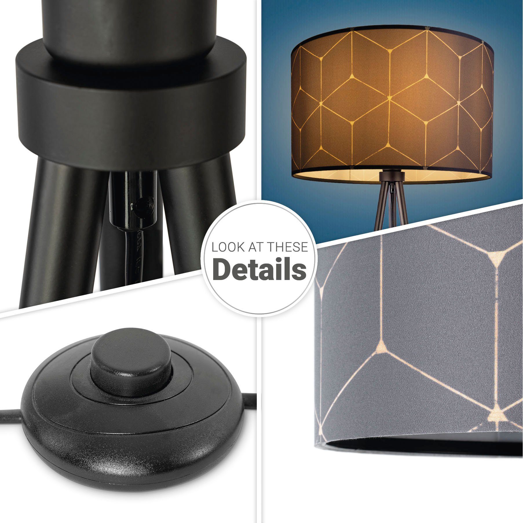 Modern Wohnzimmer Lampenschirm Stehlampe E27 Leselampe Leuchtmittel, Cube, Paco Stehlampe Home ohne Trina Stoff Rund