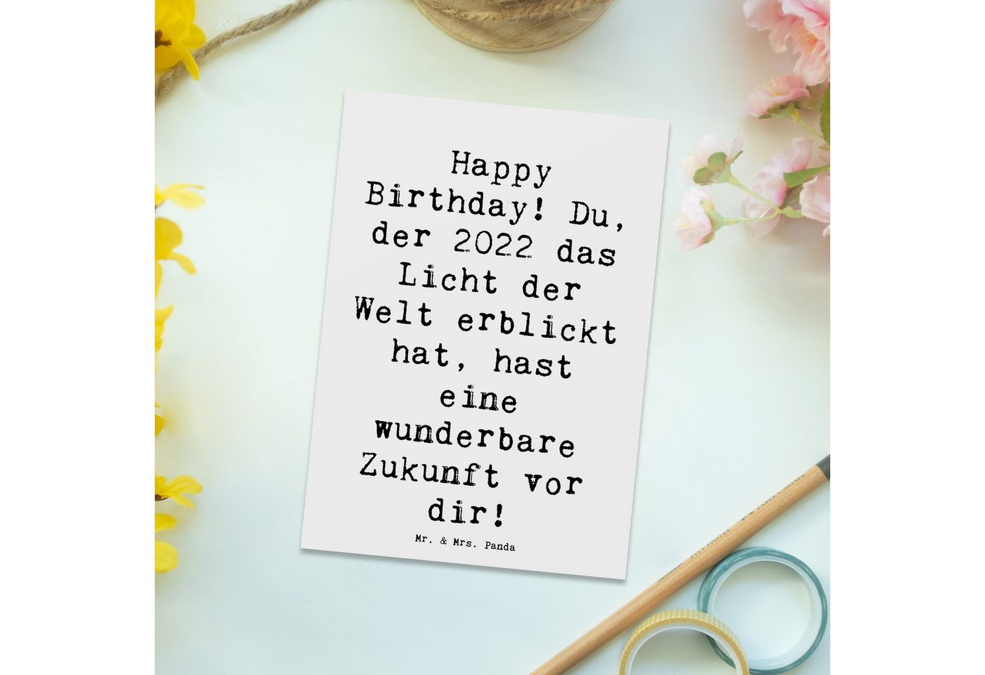 Thumbnail - Mr. & Mrs. Panda Postkarte 2022 Geburtstag - Weiß - Geschenk, wunderbare Zukunft, Erwartungen fe, Hochglänzend veredelt