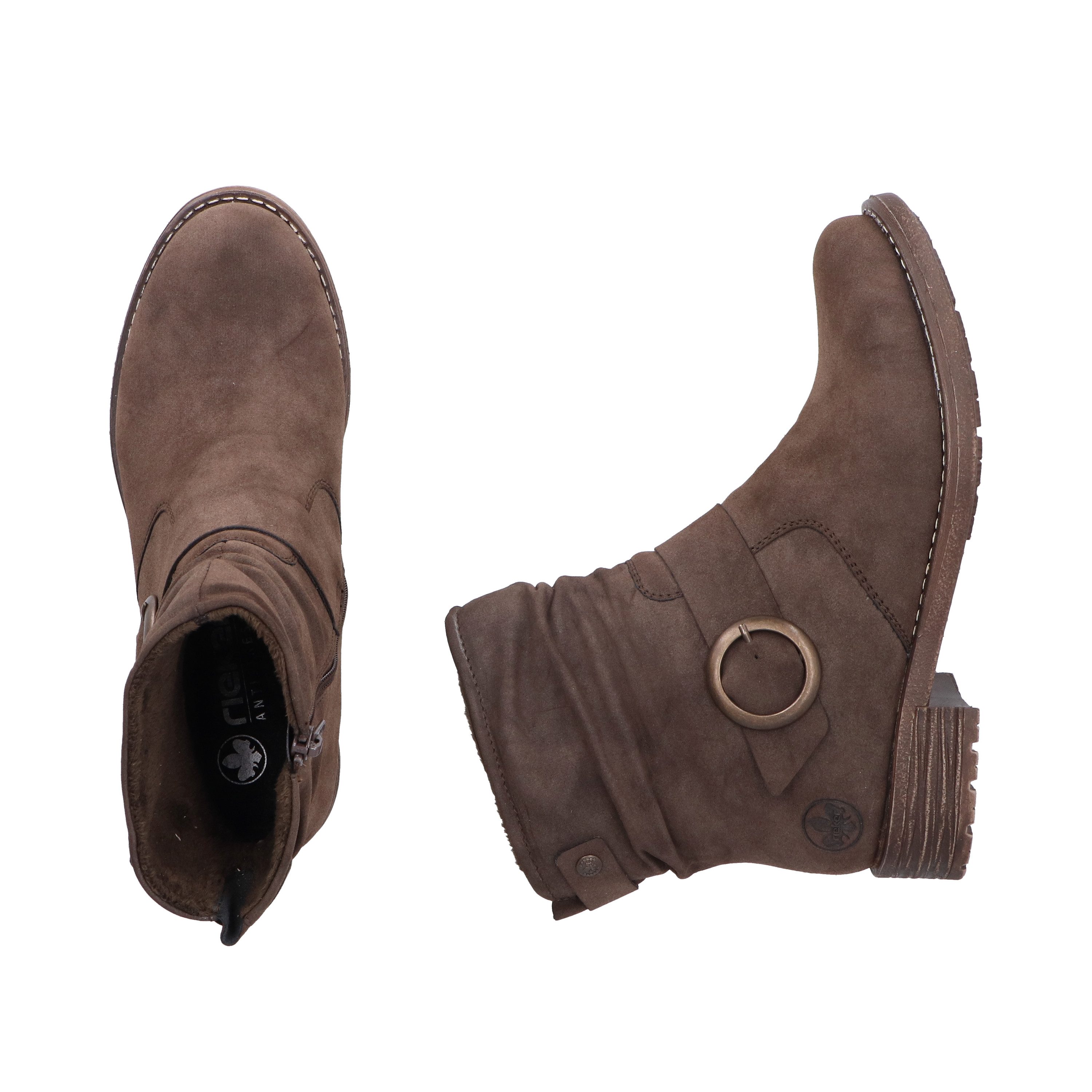Rieker Stiefelette Boots, Blockabsatz, slouchy Schaft und Innenreißverschluss