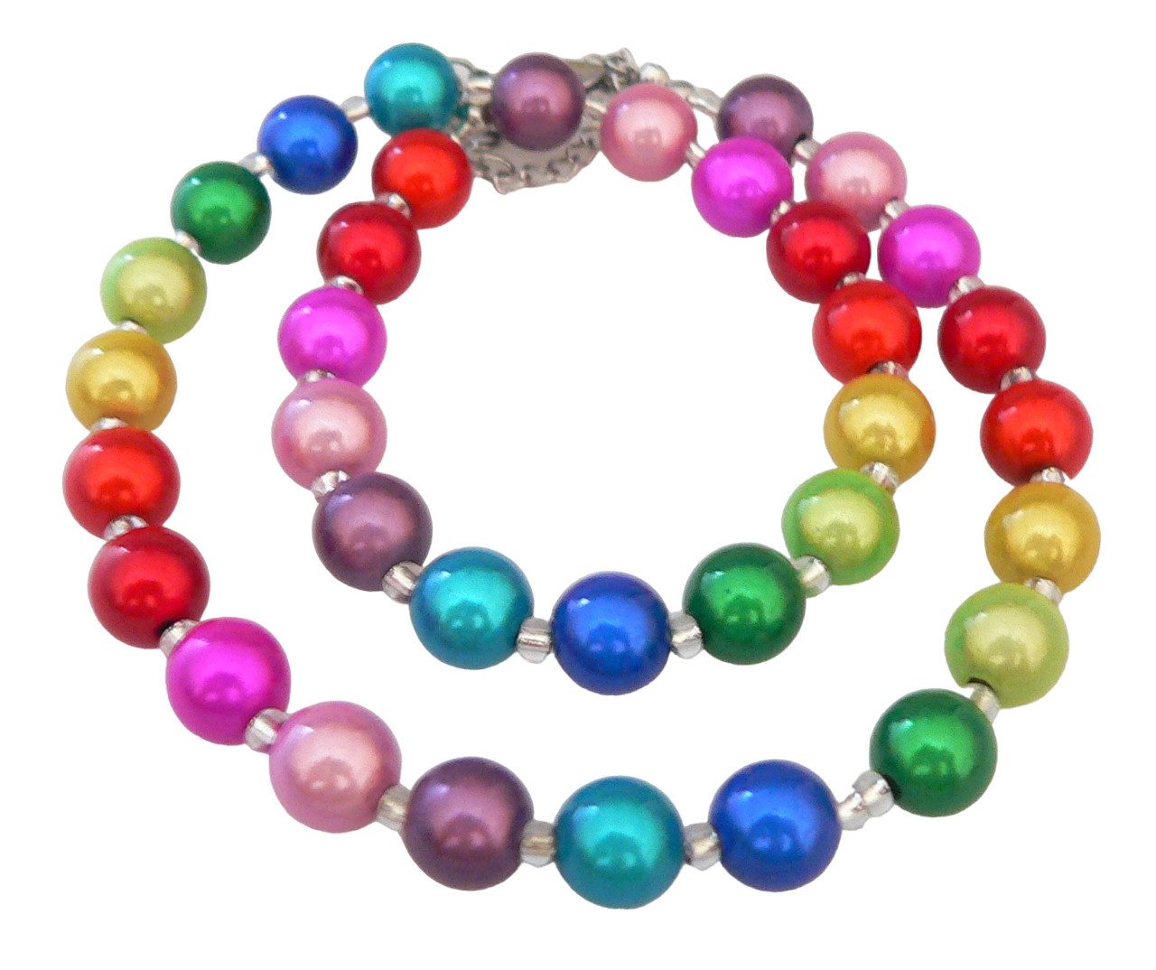 traumschmuck Perlenkette 149d Halskette Zauber Perle 3D Effekt glänzend 10mm multicolor bunt (Geschenk, Muttertag, Weihnachten, Geburtstag, Valentinstag, incl. Schmuckbox), handgefertigt, Made in Germany