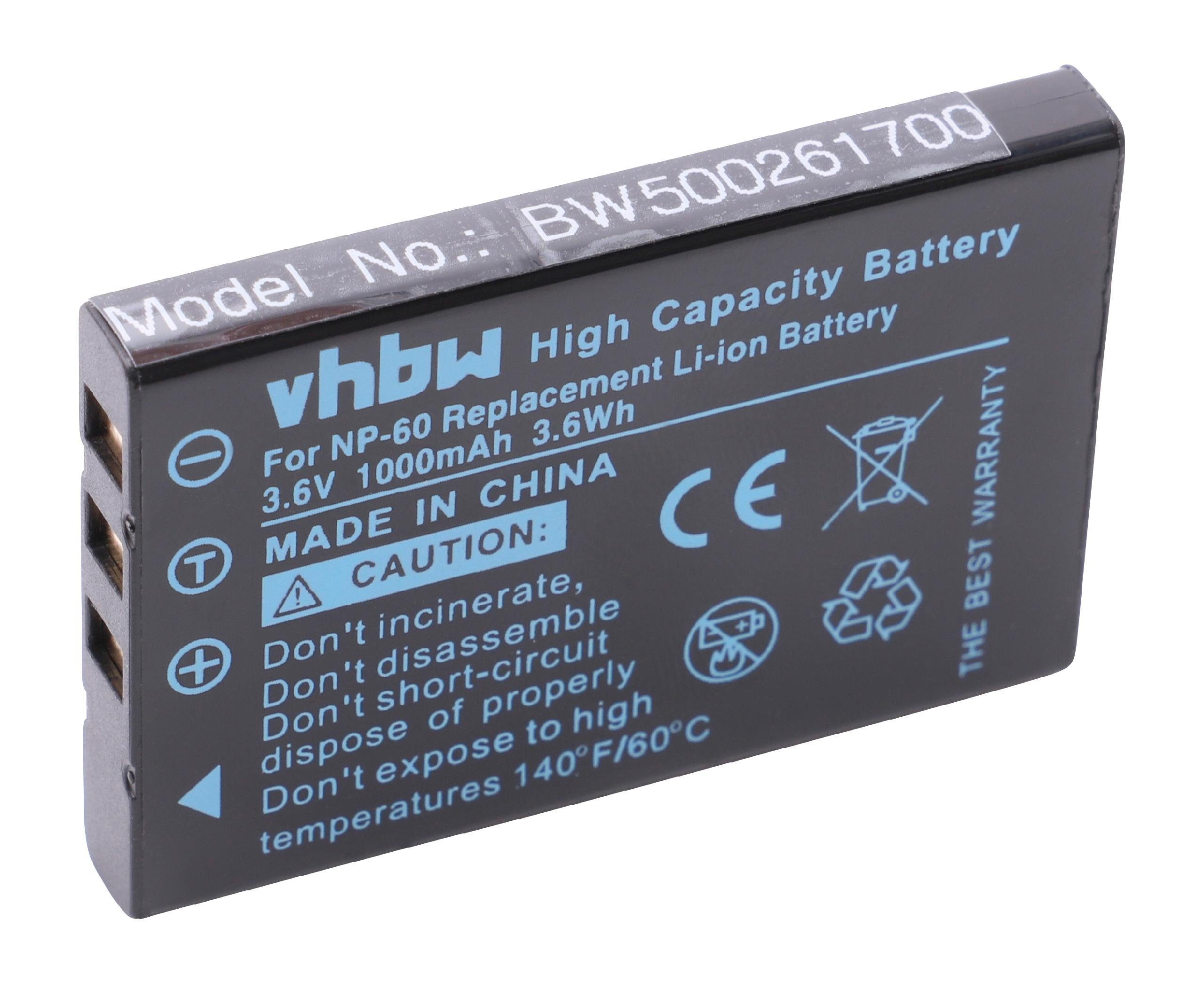 vhbw Kamera-Akku passend für Kompatibel mit Digilife DDV-1100HD, DDV-5000, DDV-511, DDV-5110B, DDV-5110R, DDV-5120 Foto Kompakt / Camcorder Digital (1000mAh, 3,6V, Li-Ion) 1000 mAh
