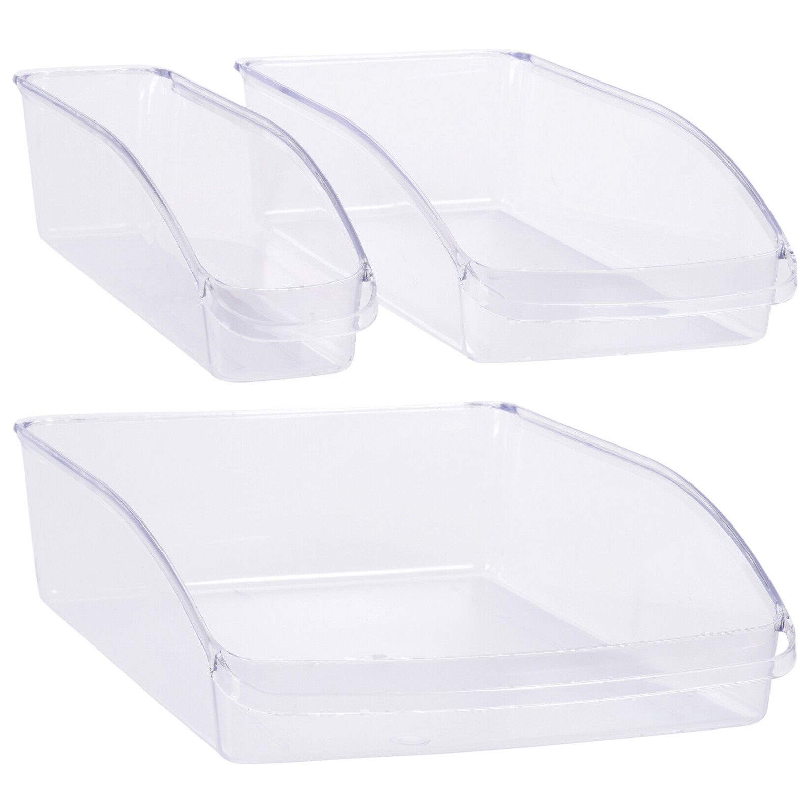 HAC24 Aufbewahrungskorb Kühlschrank Korb Aufbewahrungsbehälter Organizer Kühlschrankbox (Set, 3 St), Transparent