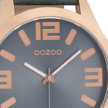 OOZOO Quarzuhr Oozoo Damen Armbanduhr Timepieces Analog, (Analoguhr), Damenuhr rund, extra groß (ca. 51mm) Lederarmband, Fashion-Style