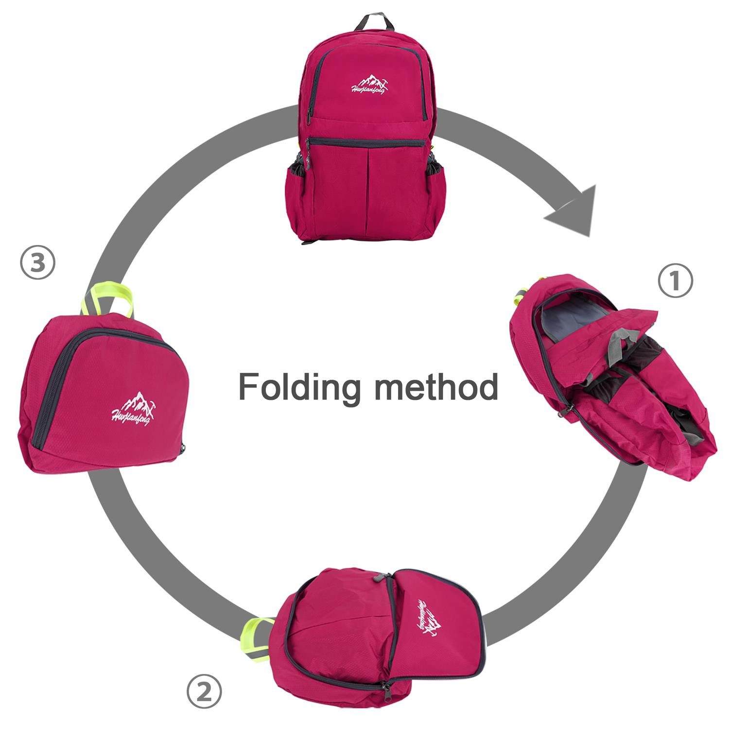 Intirilife Tagesrucksack (Faltbarer Rucksack Ultraleicht in Pink, 1-tlg), 36L Unisex Wanderrucksack Wasserdicht