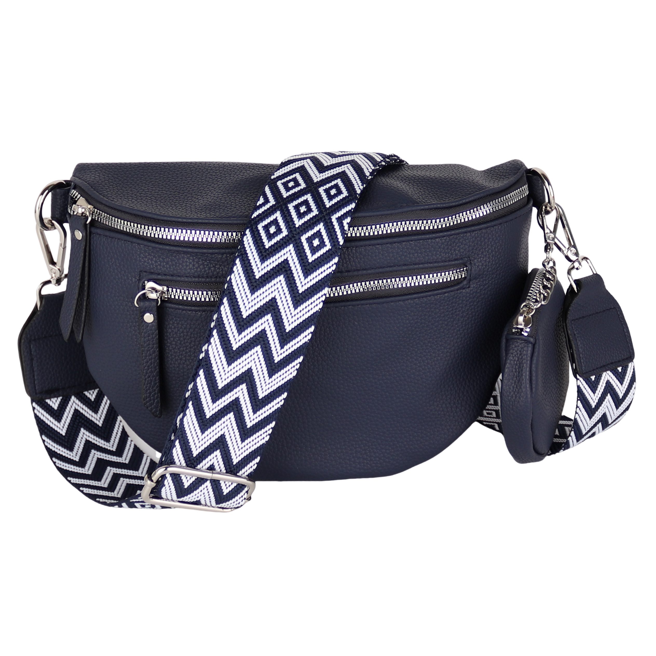 MIRROSI Bauchtasche Damen Сумки, Umhängetasche, Brusttasche, 27x19x9cm Veganes Leder (Schultertasche für jeden Anlass, inkl.1x Münzbeutel), Crossbody Bag, Bohemian gemusterten& verstellbaren Schulterriemen