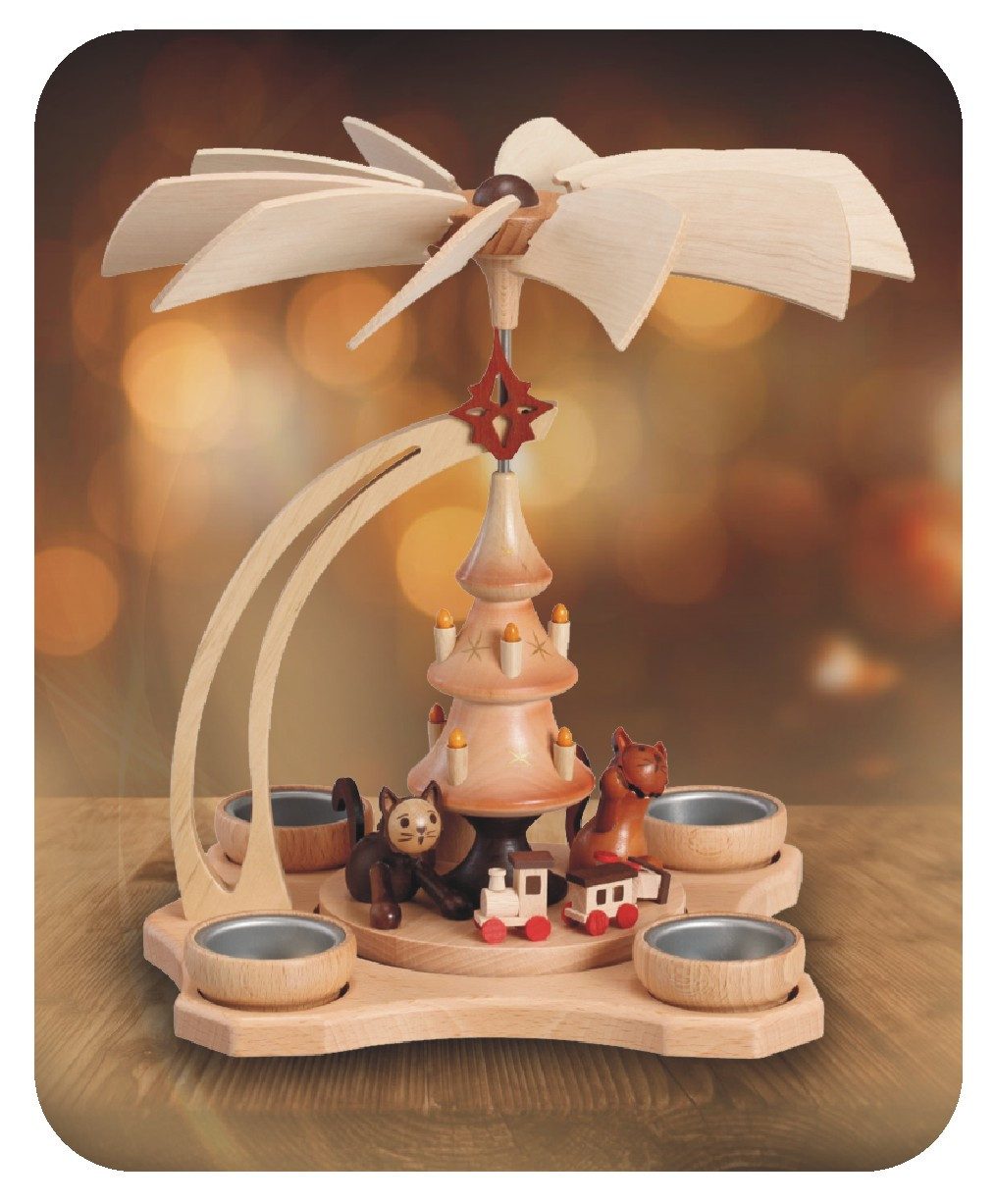 Zeidler Holzkunst Weihnachtspyramide Tischpyramide natur, spielende günstig online kaufen