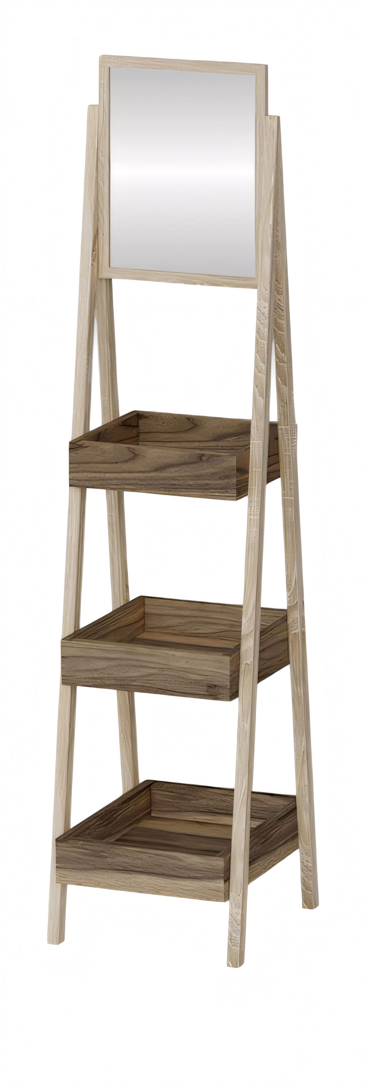 JVmoebel Standregal Elegantes Holzregal in Beigeton mit integriertem Spiegel, 2-tlg., Made in Europe