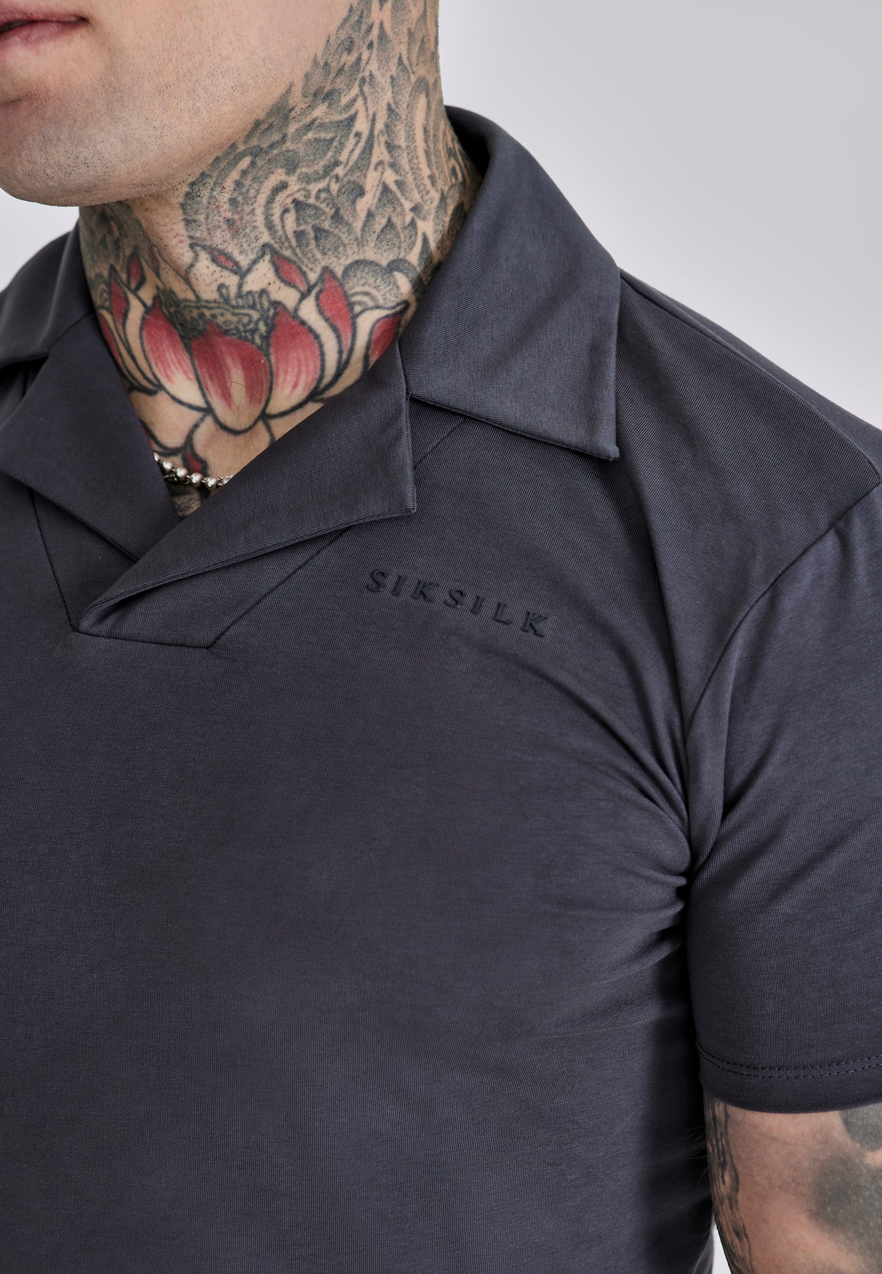 Siksilk Poloshirt SikSilk Herren Graues Smart Revere Polo