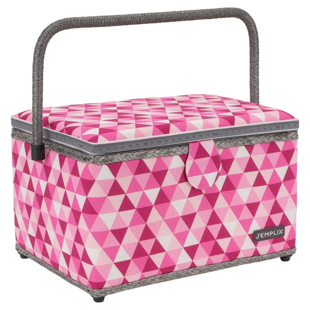 Semplix Nähkorb - Nähkasten Diamond beere/rosa (BxTxH): 30,5 x 22,5 x 19 cm