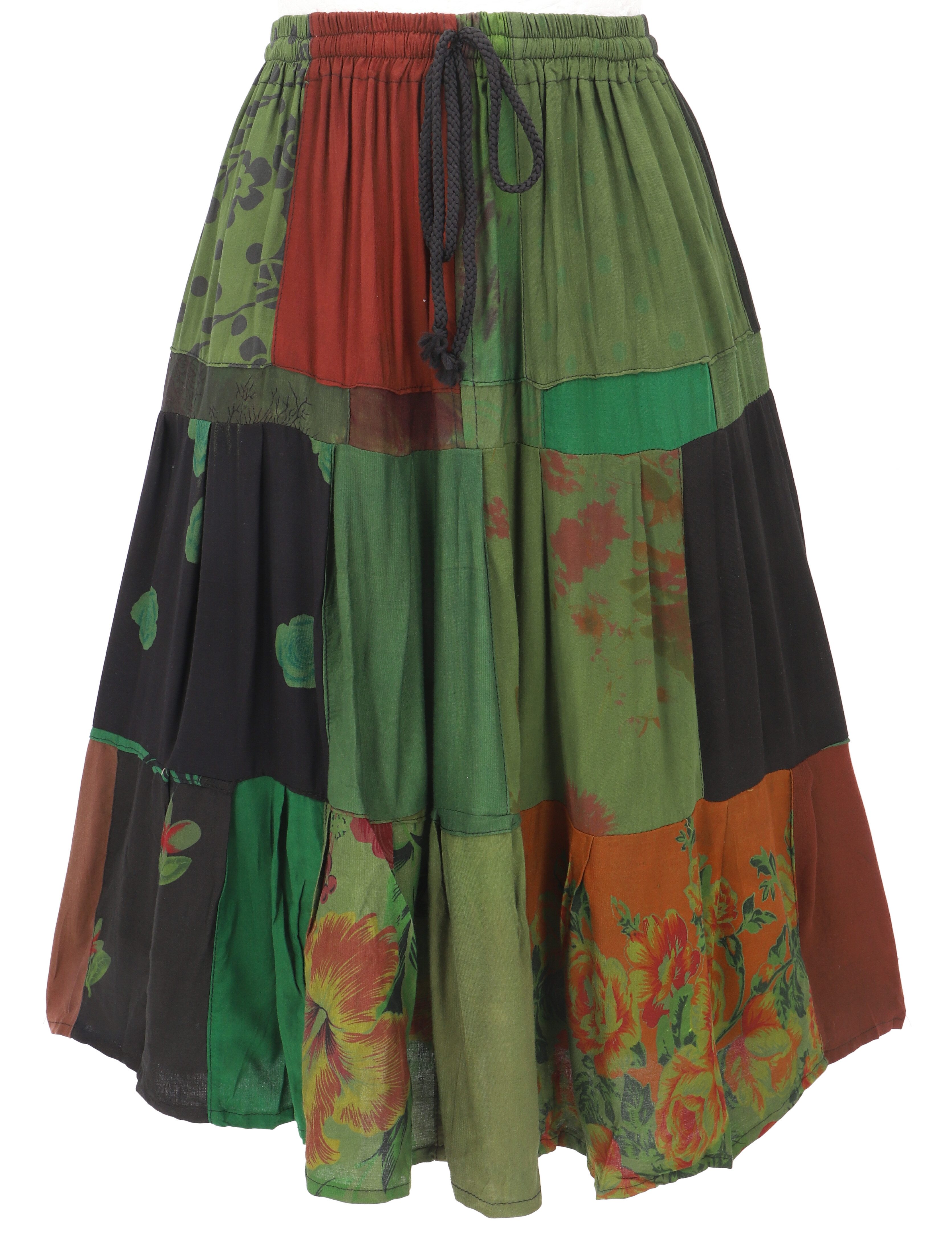 Guru-Shop Minirock Luftiger Patchwork Sommerrock, Boho upcycling.. alternative Bekleidung