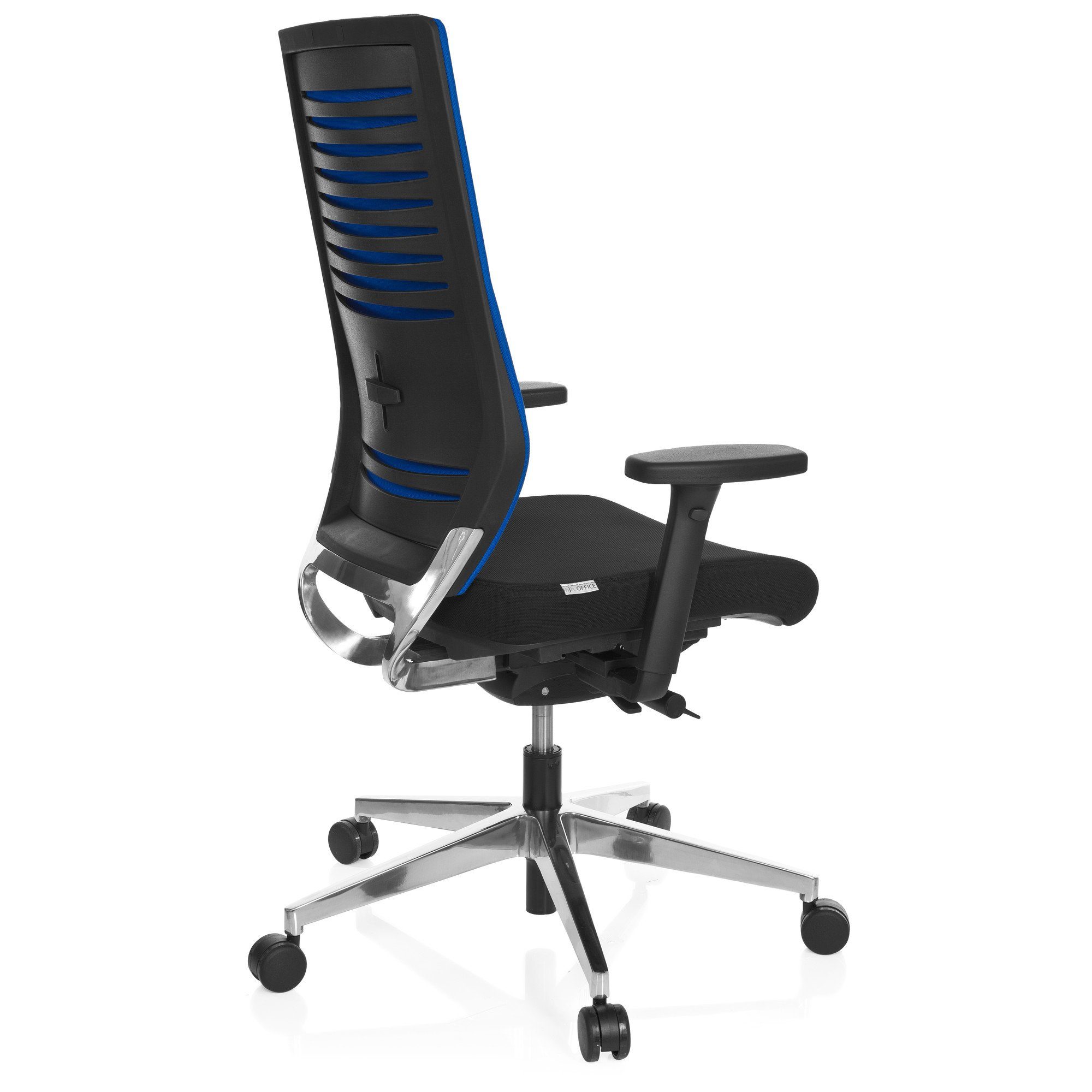 PRO-TEC St), Profi hjh 700 Bürostuhl Stoff Schreibtischstuhl Schwarz/Blau Armlehnen (1 mit OFFICE Drehstuhl ergonomisch