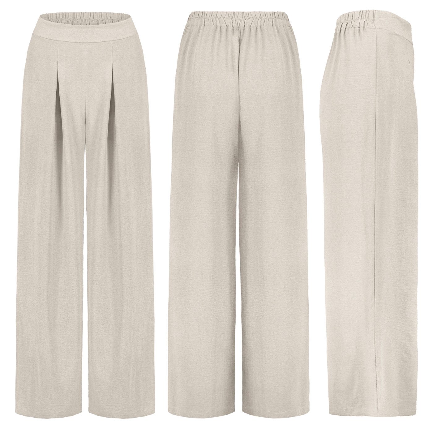 SUBLEVEL Chinos Damen Luftige Sommerhose Freizeit Weit geschnitten Stoff Palazzo-Hose