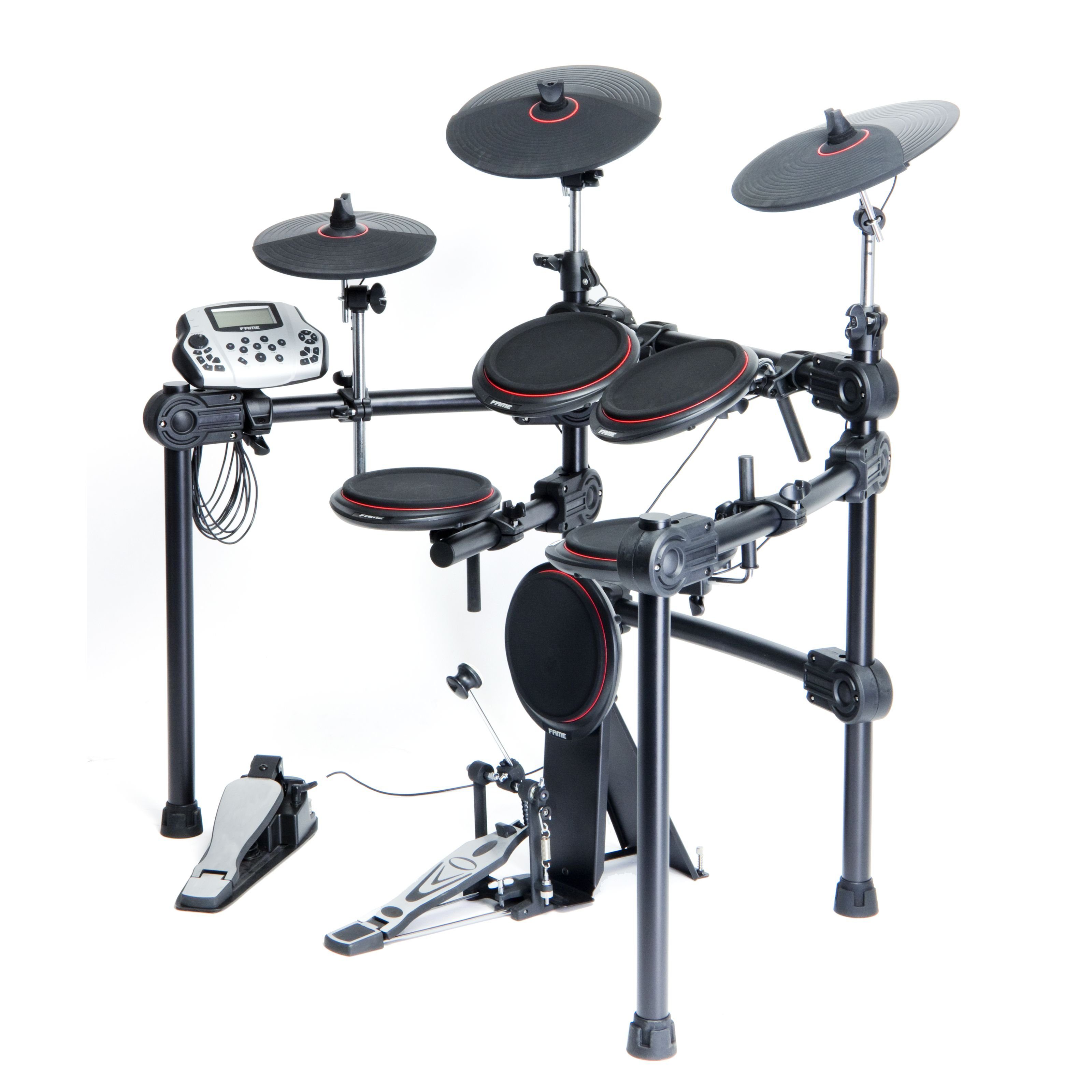 FAME Elektrisches Schlagzeug, DD-5500 Pro E-Drum Set, Elektronisches  Schlagzeug-Set mit 458 Sounds, 41 Drumsets, Aux-Eingang, MIDI,  MP3-Wiedergabe und Effekten, E-Schlagzeug, Schwarz