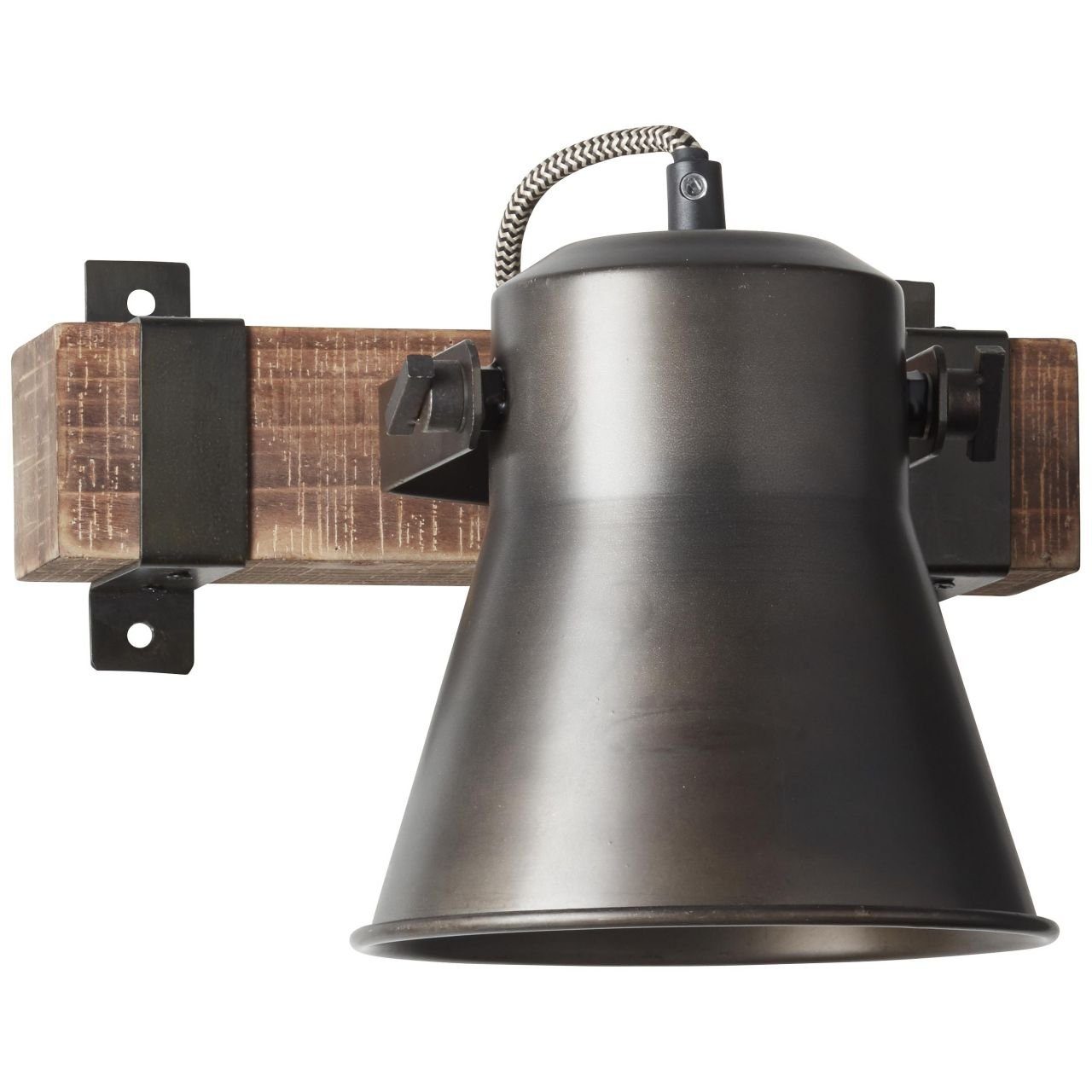 Brilliant Wandleuchte Decca, Lampe, schwarz Holz stahl, Decca 1x nachha Wandspot aus 10W, E27, A60