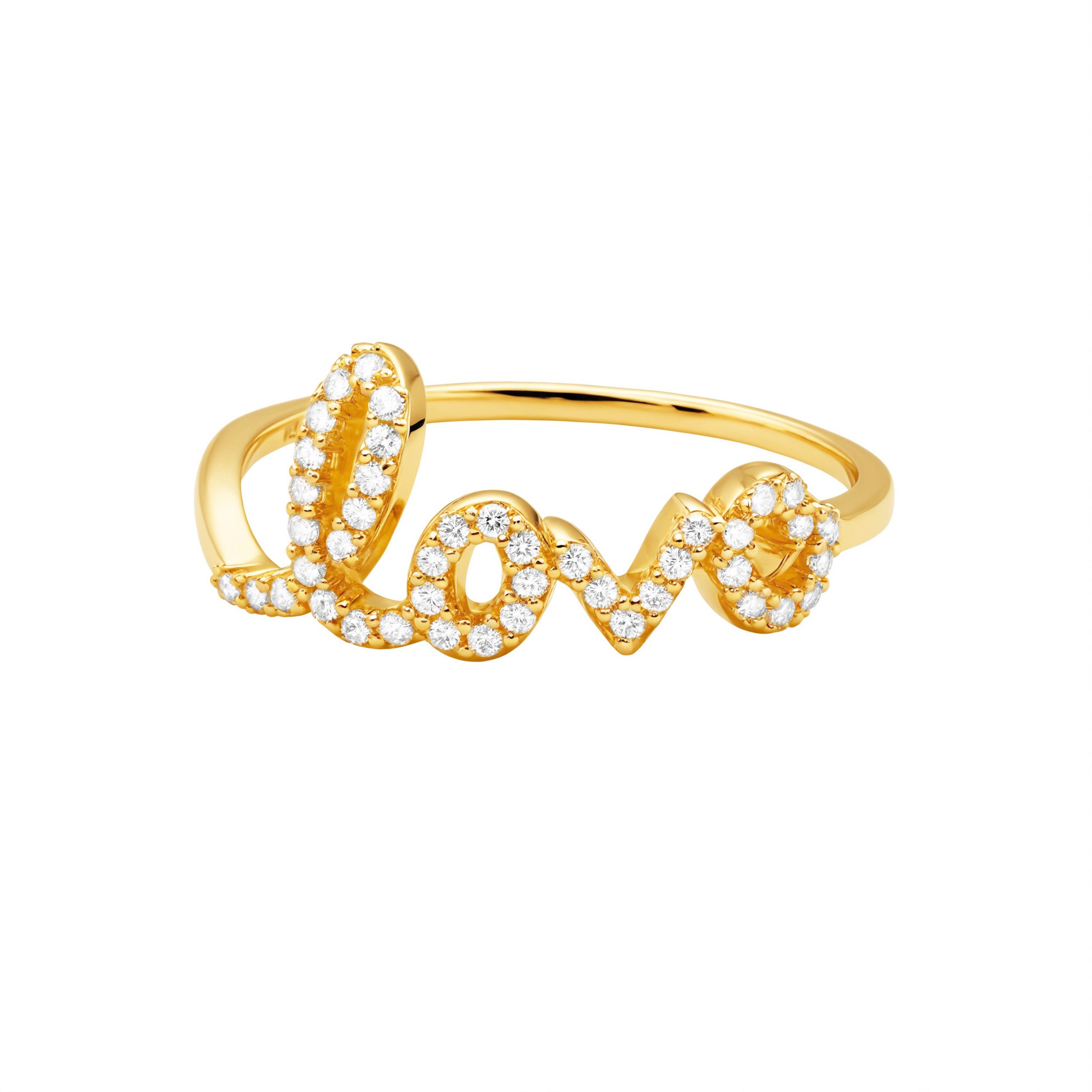 Brandlinger Fingerring Ring Love, Silber 925 vergoldet, Ring mit Schriftzug Love, weiße Zirkonia