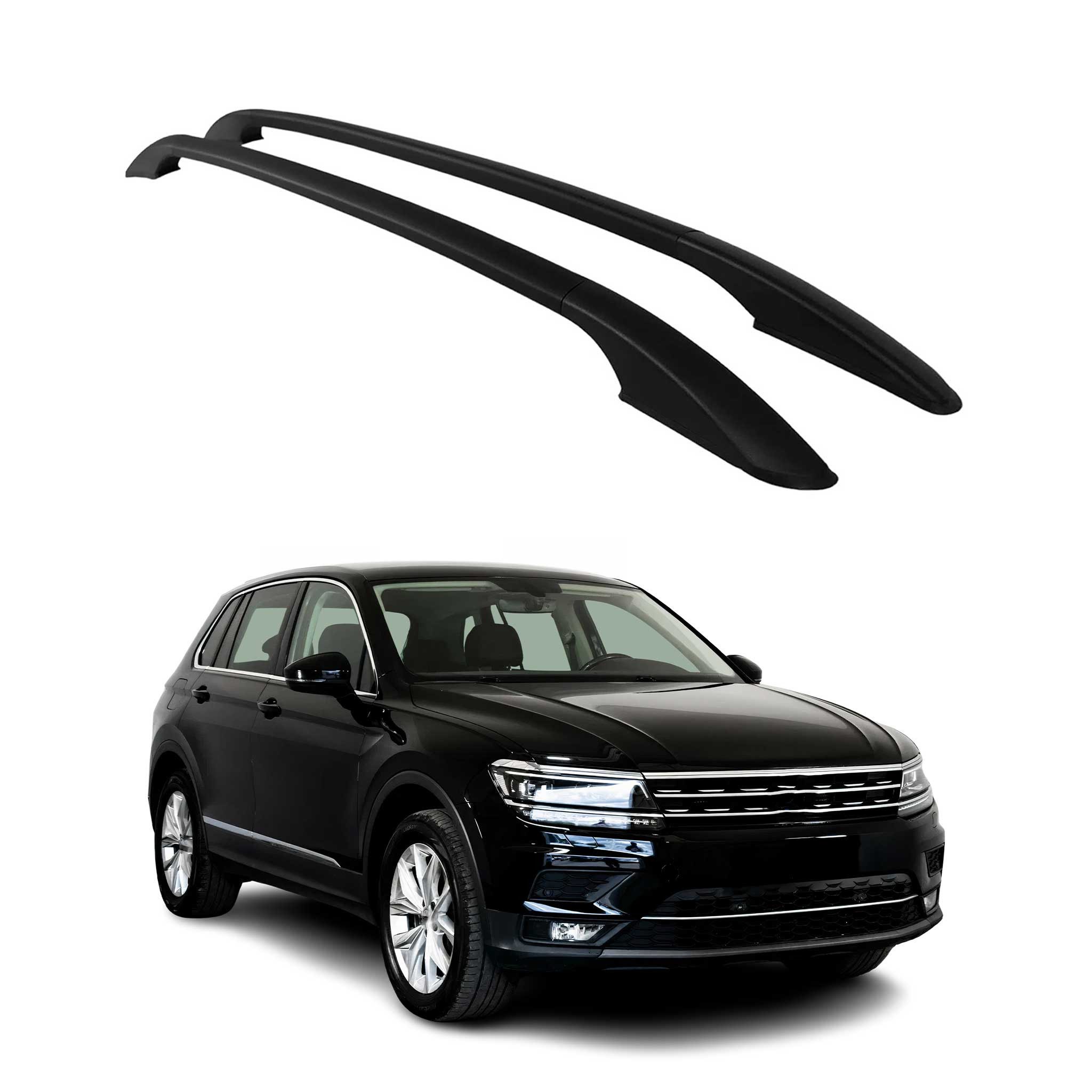 OMAC Dachträger Aluminium Dachreling für VW Tiguan 2016-2025 Schwarz 2tlg (2-St), Rostbeständig, Einfache Montage, Korrosionsbeständig