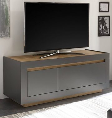 Furn.Design Lowboard Rooky (Fernseher Unterschrank Anthrazit und Eiche, 140 x 56 cm), Komforthöhe, mit Stauraum