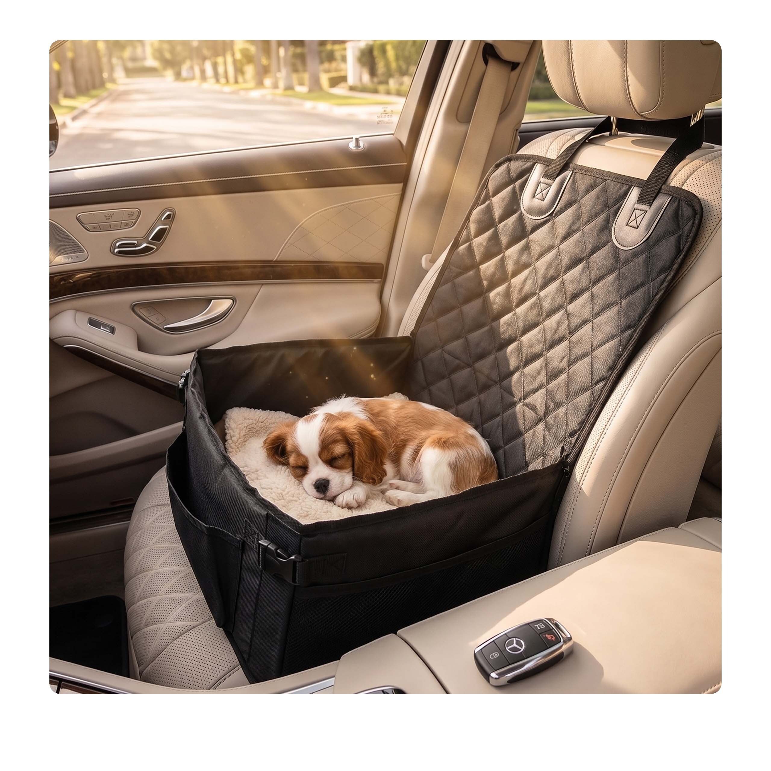 relaxdays Hunde-Autositz Stabiler Hundeautositz für kleine Hunde, Polyester – Bild 5 von 5