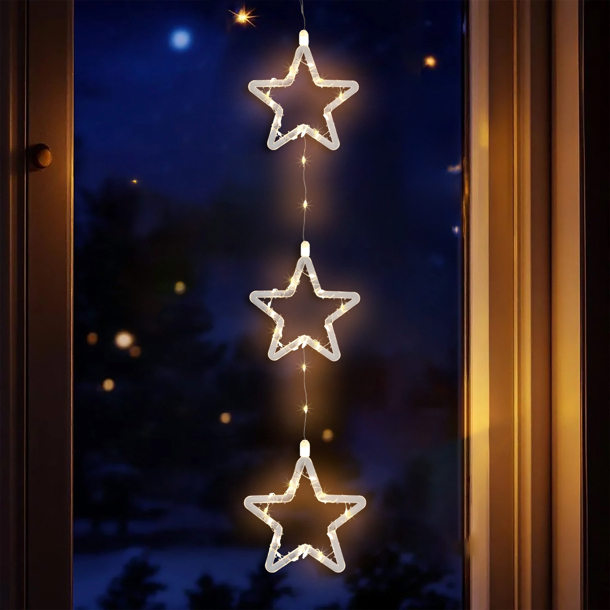 Spetebo LED-Lichterkette LED Weihnachtsdeko für Außen 3 Sterne mit Timer - günstig online kaufen