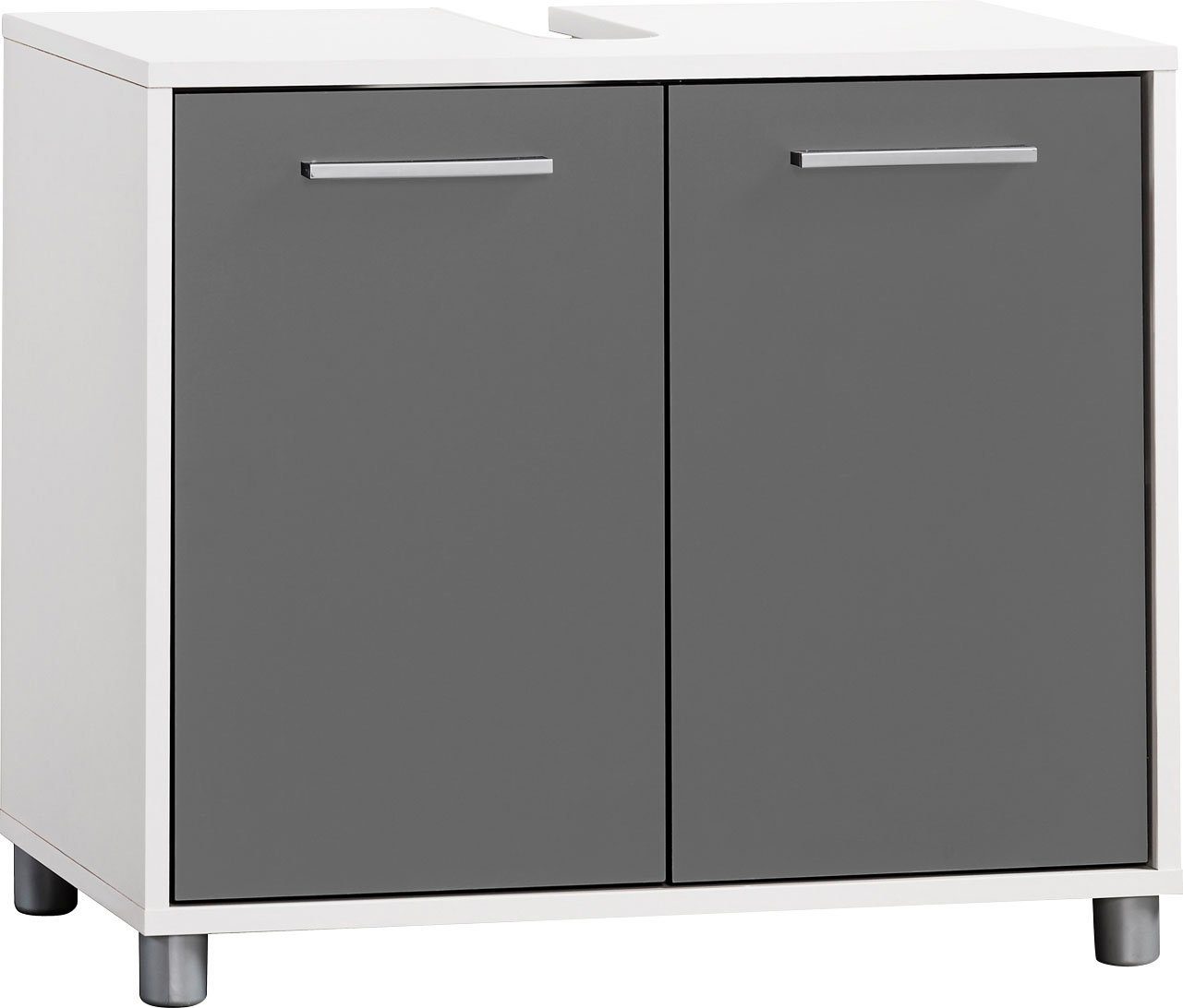 Procontour Waschbeckenunterschrank Betty Breite 64 cm, mit Einlegeboden, Badezimmerschrank WBU Badmöbel weiß / anthrazit | Waschbeckenunterschränke