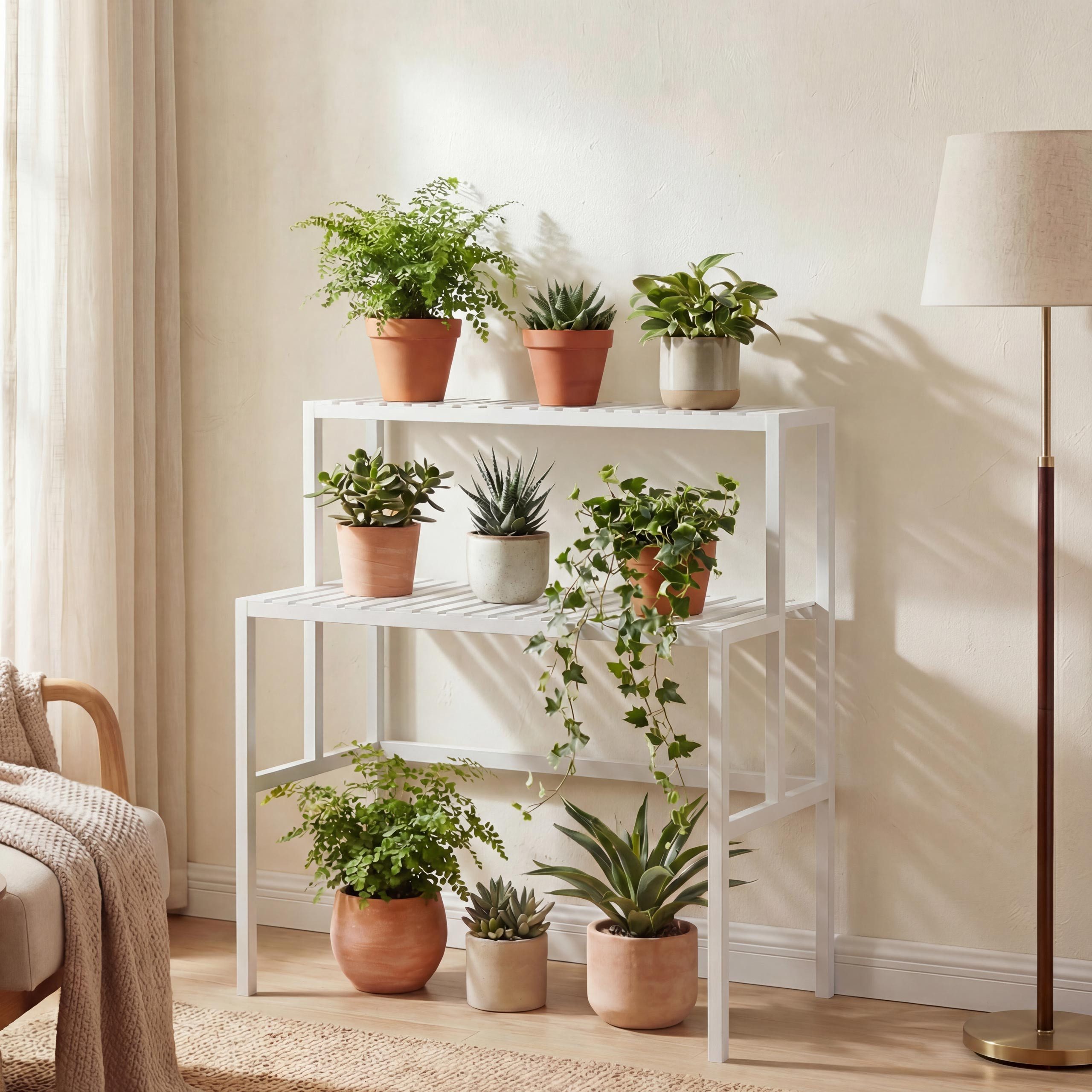 MCW Pflanzentreppe MCW-Q34, Für den Indoor-Bereich, Natürliche Holzoptik