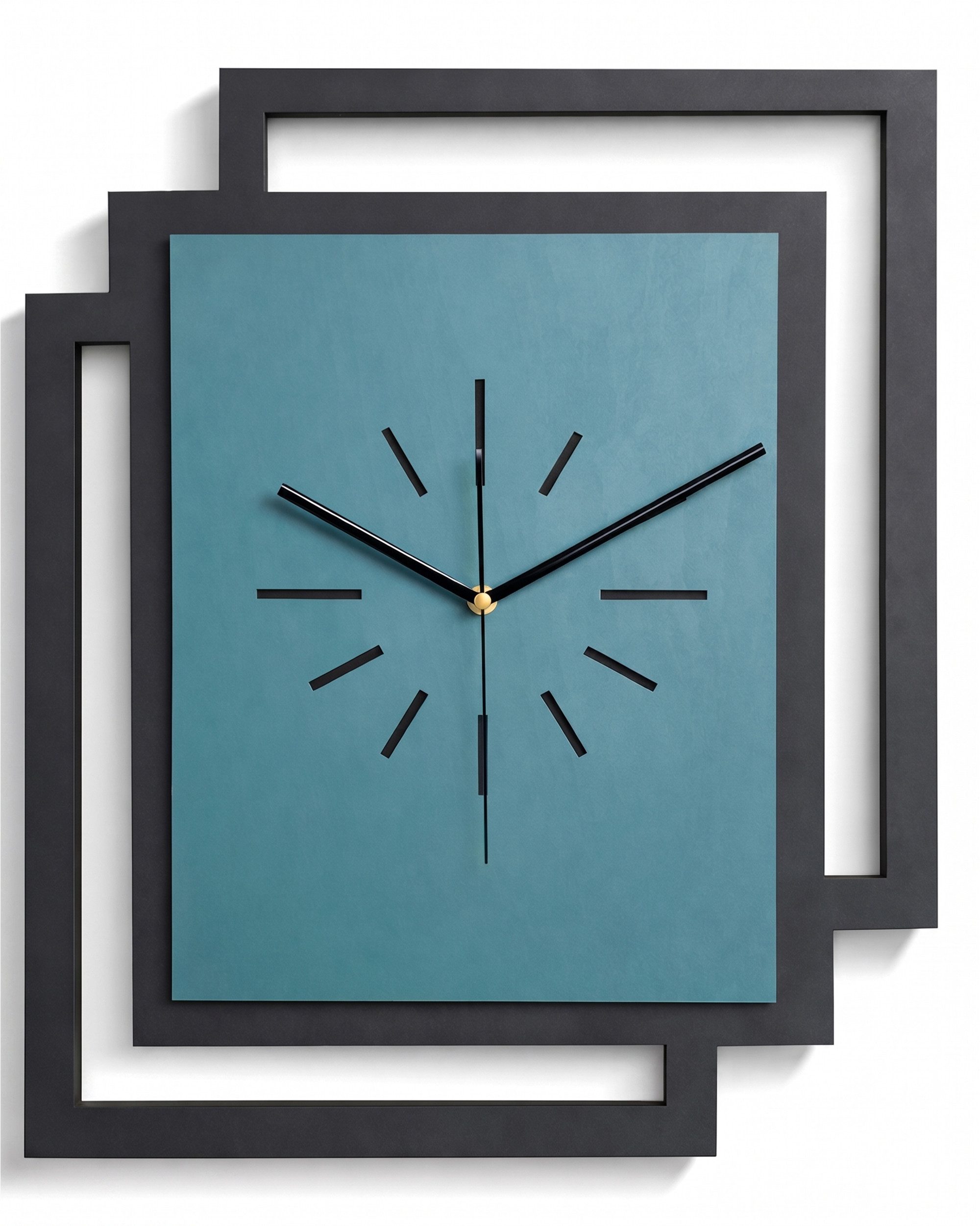 ORNAMENTI Wanduhr Große handgefertigte moderne aus Holz, Hingucker Wanddeko 45 x 55 cm (Rechteckig vertikal ohne Tickgeräusche für Wohnzimmer, ohne Ziffern)