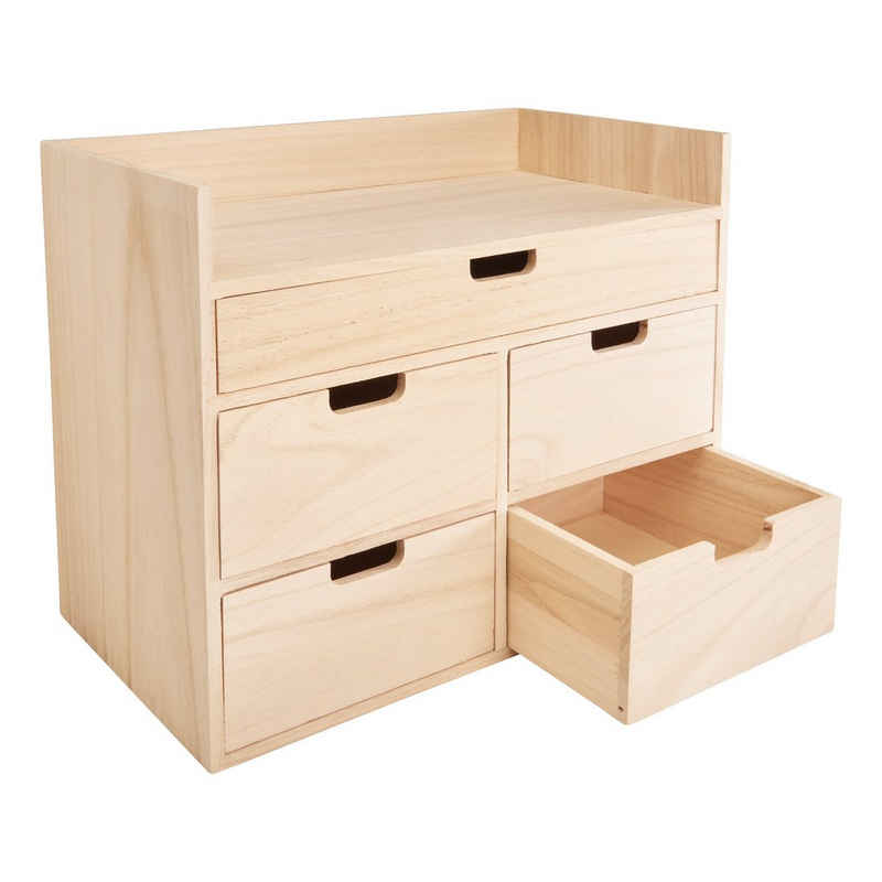 VBS Organizer Schubladenbox, aus Pappelsperrholz, 35 cm x 28 cm x 19,5 cm