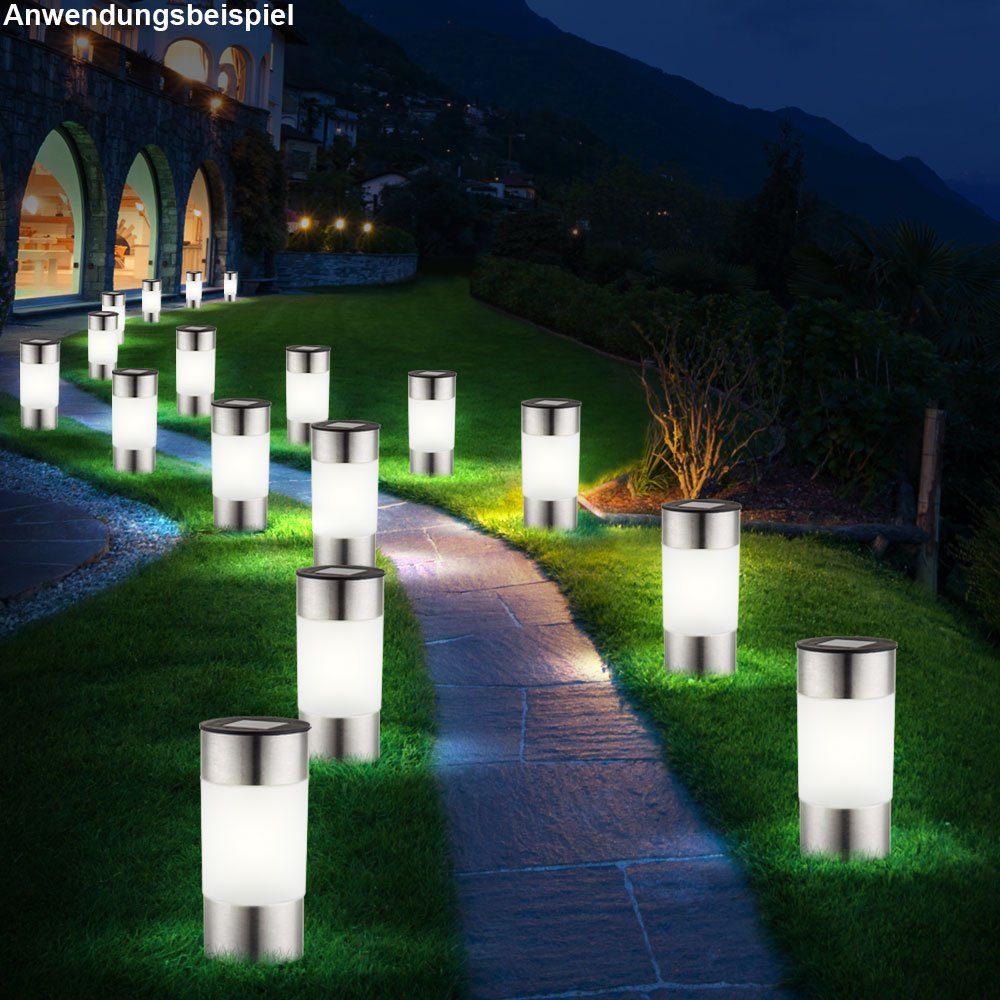 Einbauleuchte, 12 LED Solar Lampen Edelstahl Außen Garten Weg