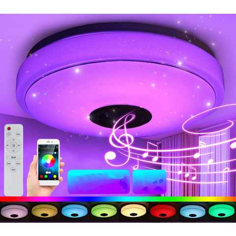 Insma Deckenleuchte, Farbwechsler, 100W LED Deckenlampe bluetooth mit Lautsprecher Fernbedienung φ33cm