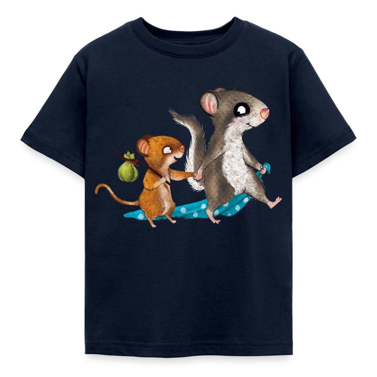 Spreadshirt T-Shirt Der Kleine Siebenschläfer Unterwegs Mit Maus Kinder T-Shirt (1-tlg)