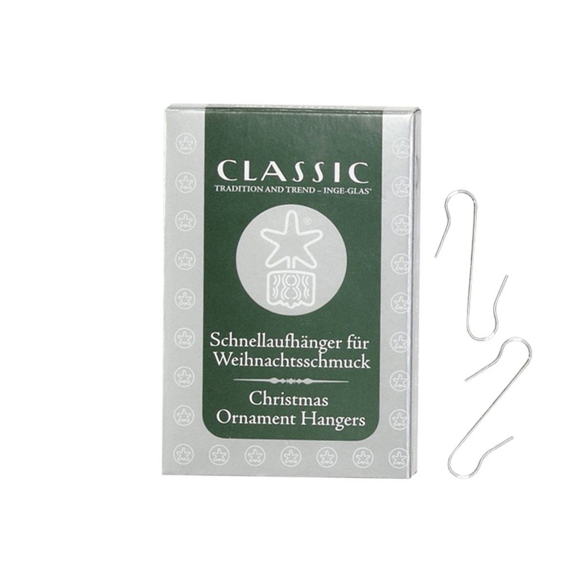 INGE-GLAS® Christbaumschmuck Baumschmuck Haken, 100 Stück, Silber, Aufhänger